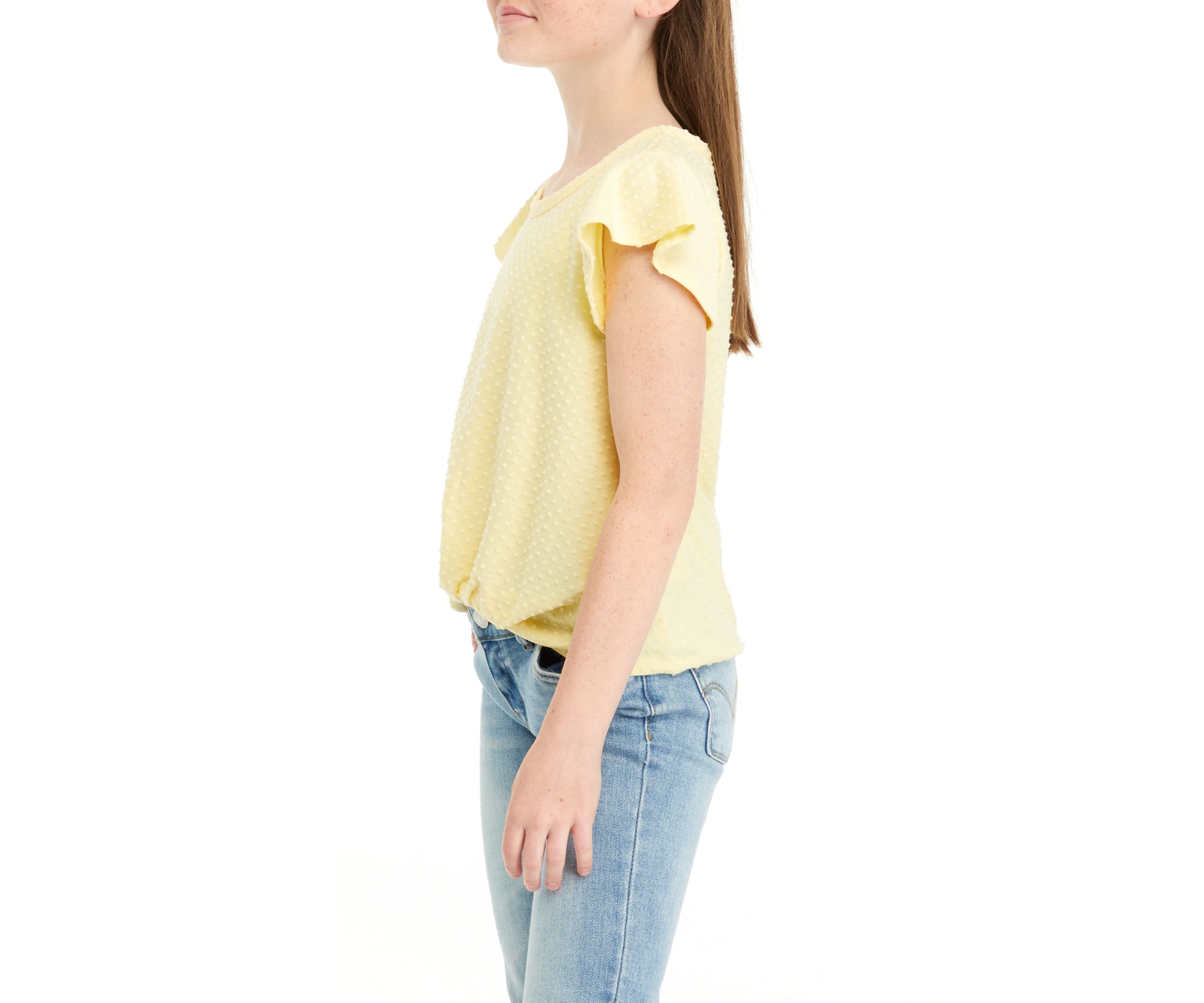 Girls 7-16 Twist Front Flutter Sleeve Top