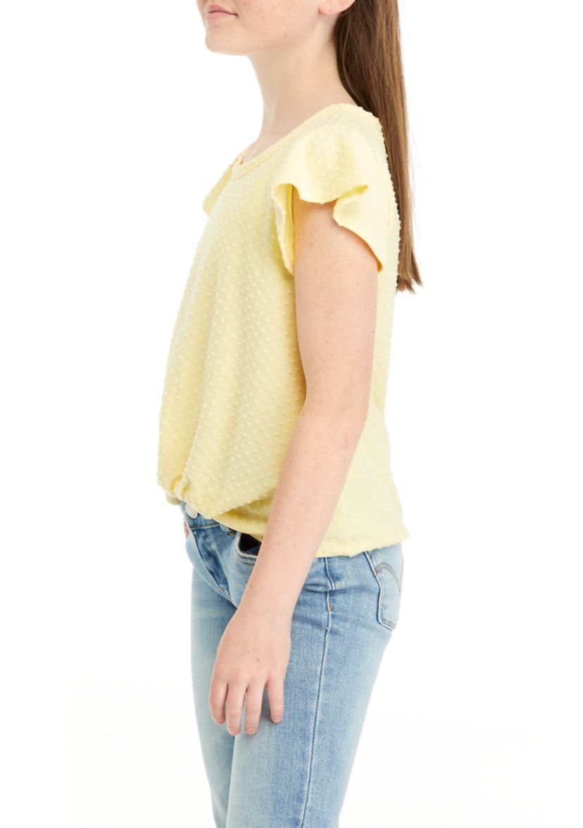 Girls 7-16 Twist Front Flutter Sleeve Top
