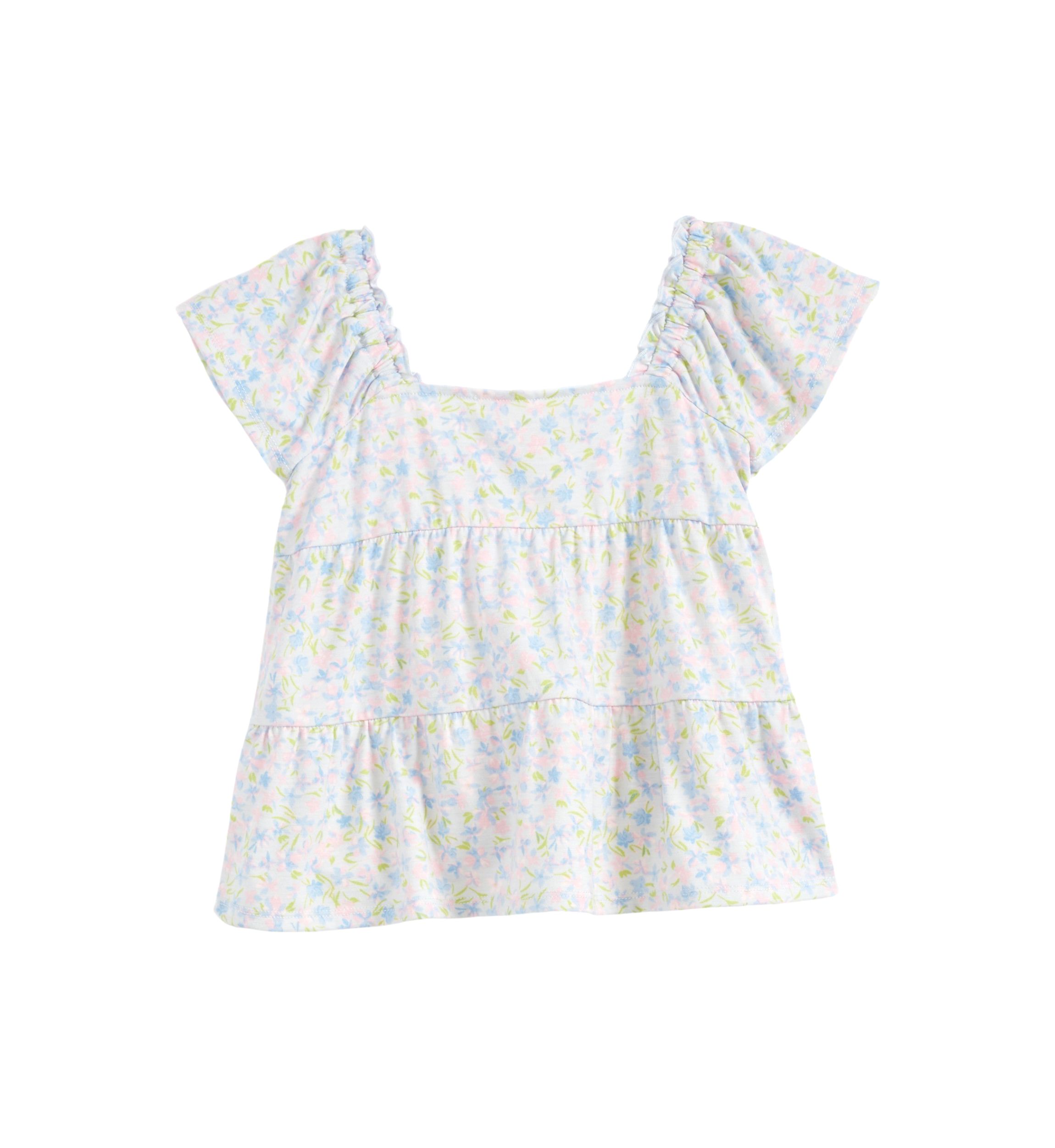 Girls 4-6x Tiered Flutter Sleeve Top