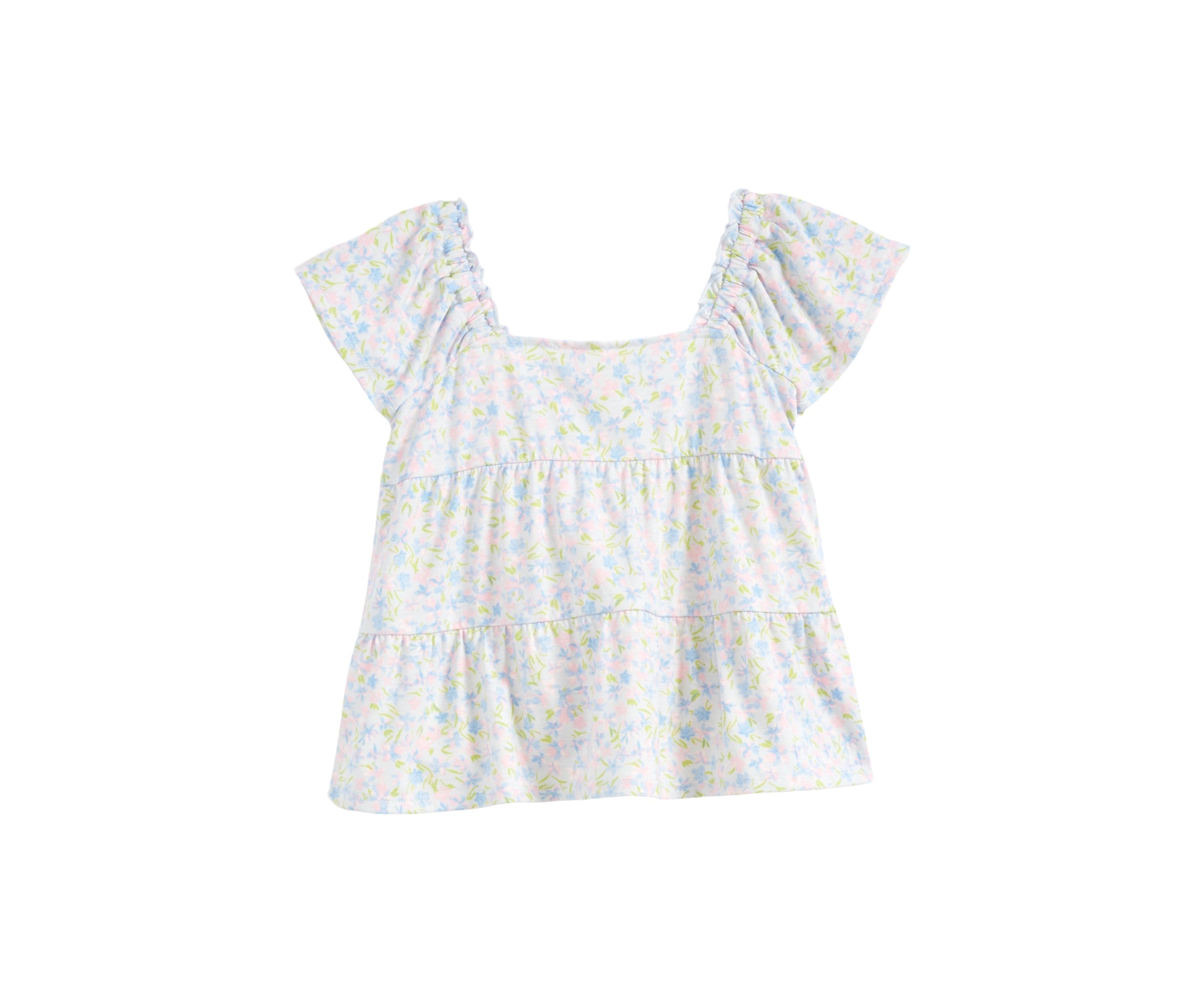 Girls 4-6x Tiered Flutter Sleeve Top