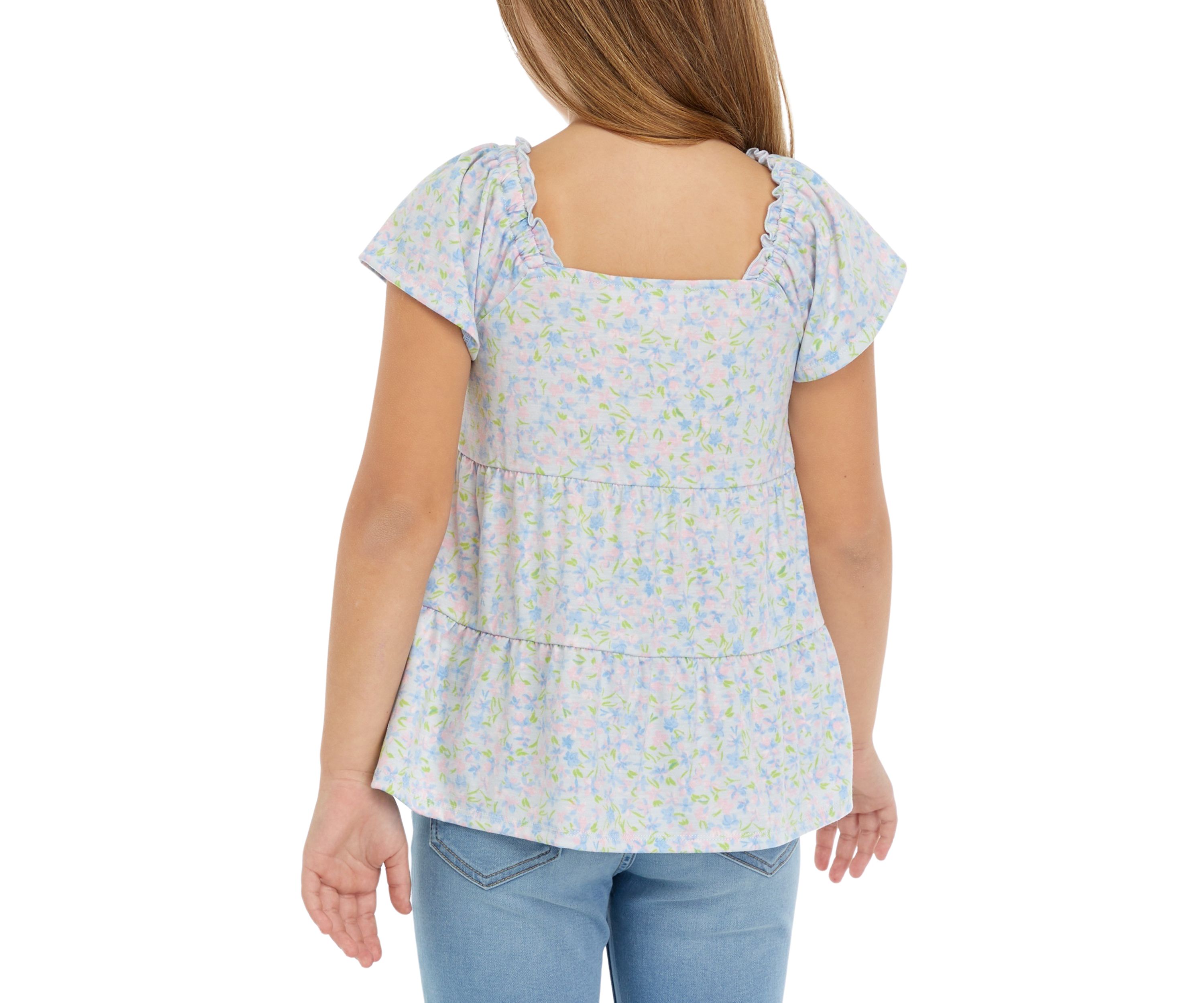 Girls 7-16 Tiered Flutter Sleeve Top 
