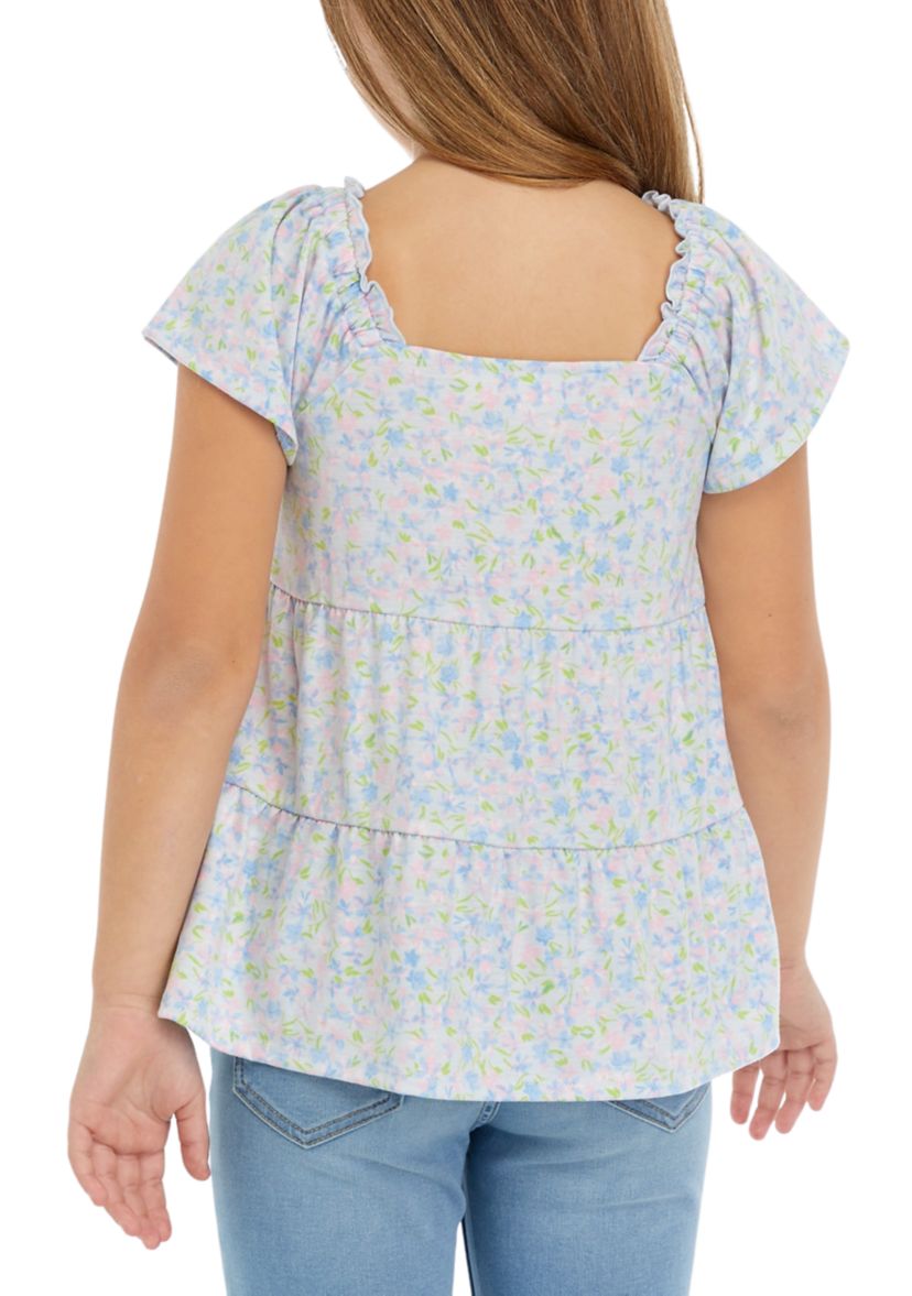 Girls 7-16 Tiered Flutter Sleeve Top 