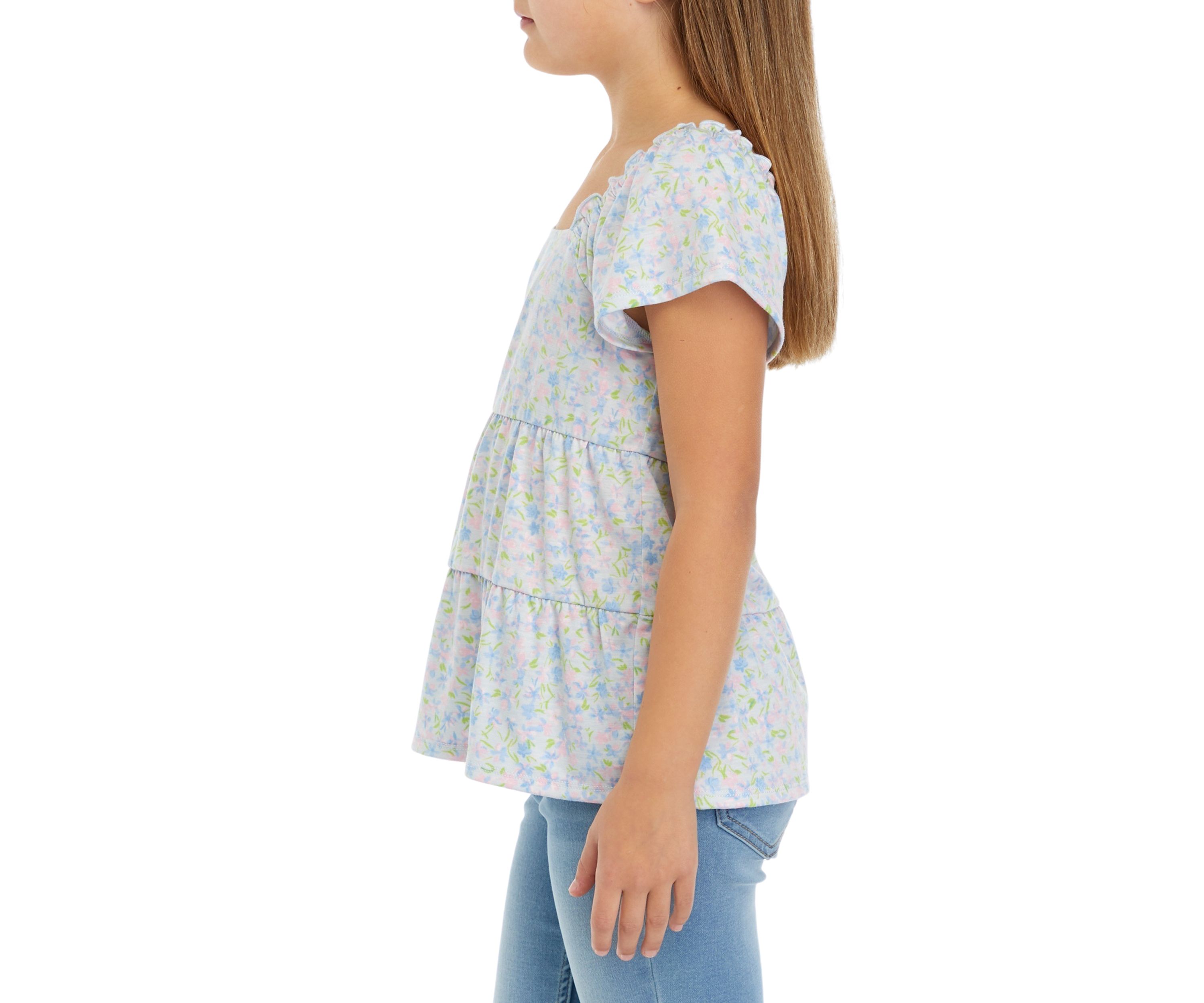 Girls 7-16 Tiered Flutter Sleeve Top 