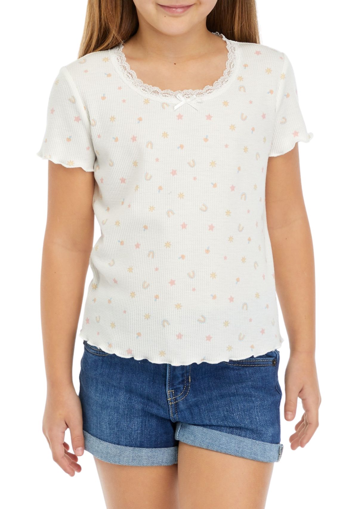 Girls 7-16 Lace Scoop Neck Top