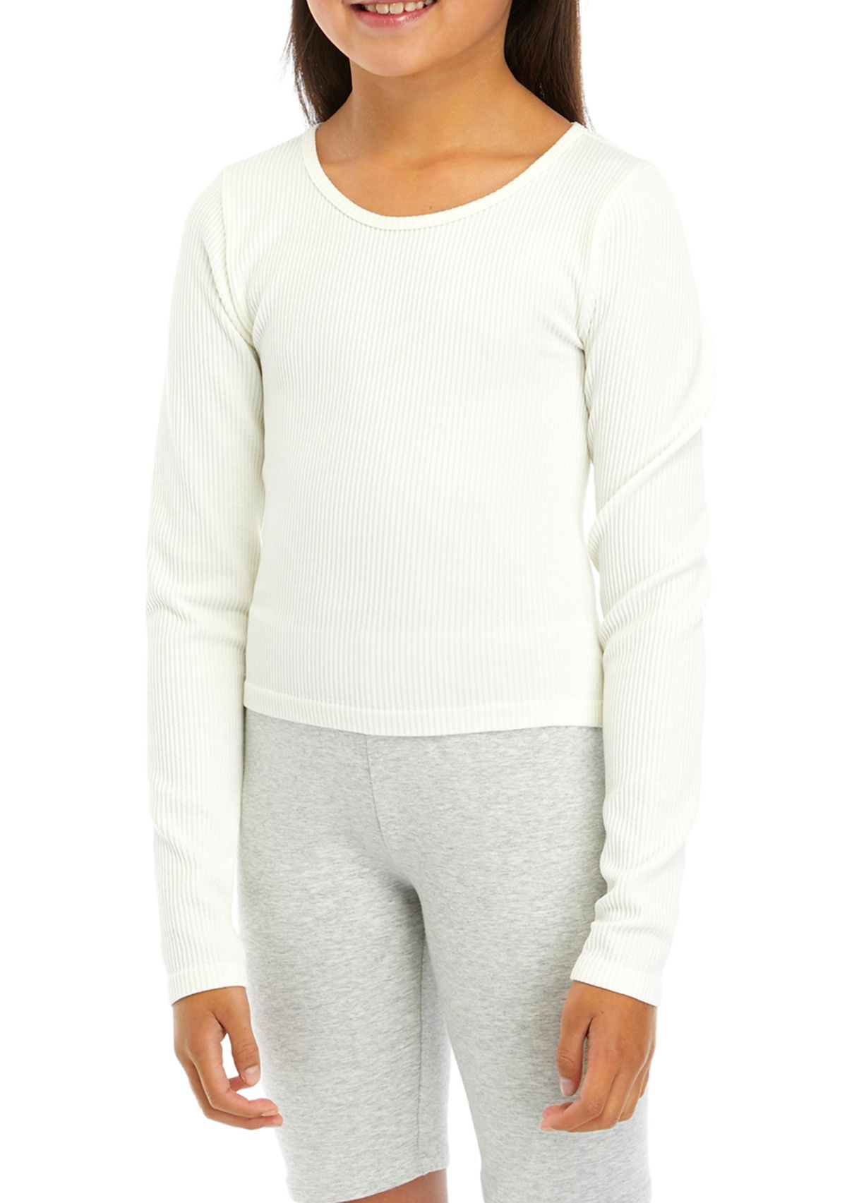Girls 7-16 Long Sleeve Scoop Neck Seamless Top 