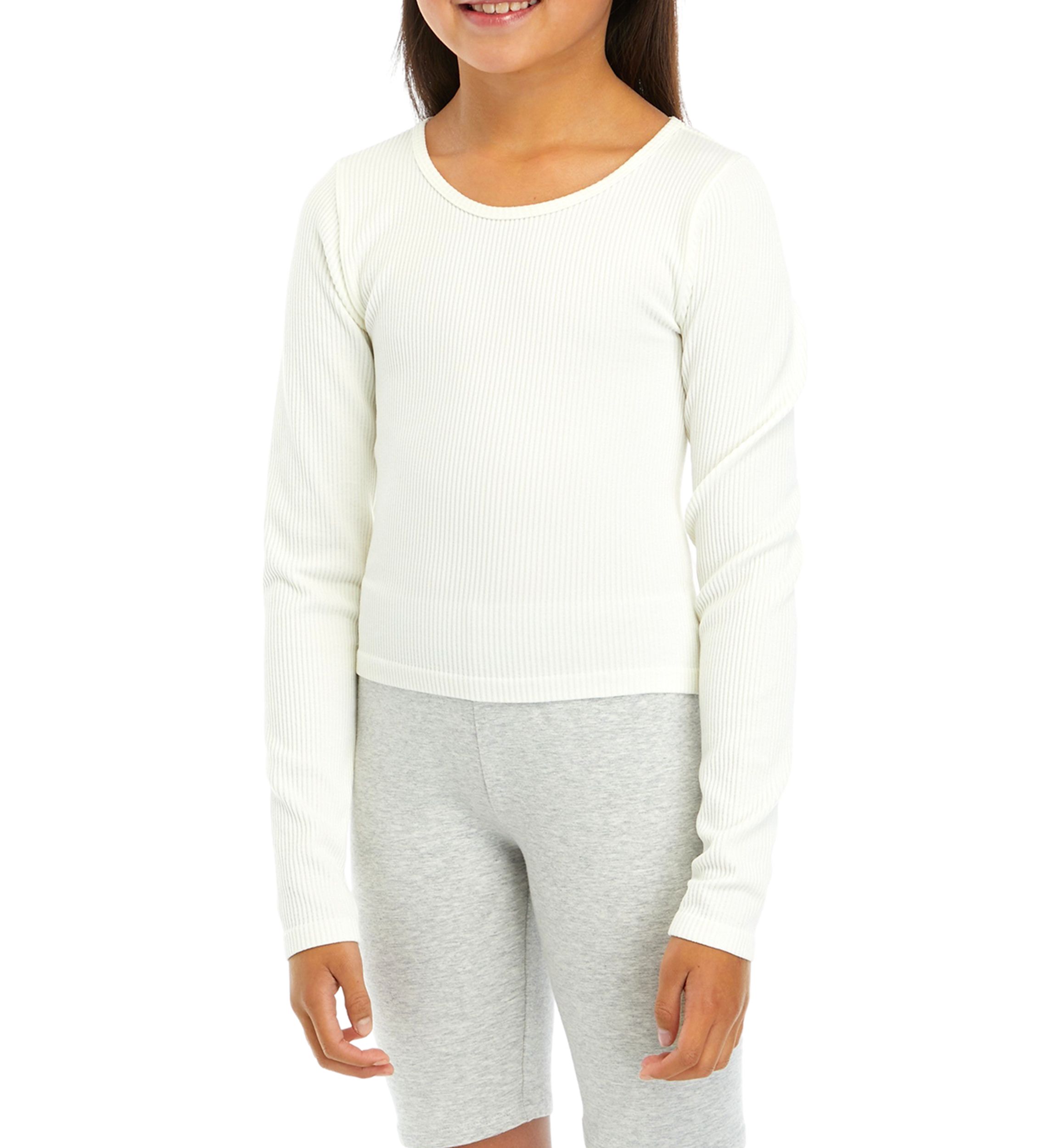 Girls 7-16 Long Sleeve Scoop Neck Seamless Top 