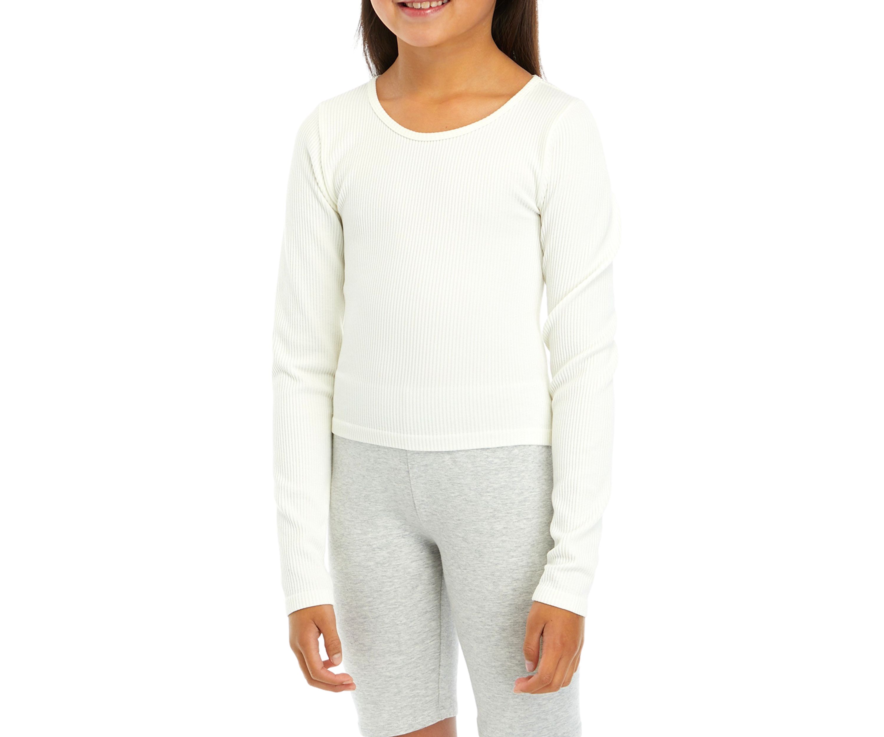 Girls 7-16 Long Sleeve Scoop Neck Seamless Top 
