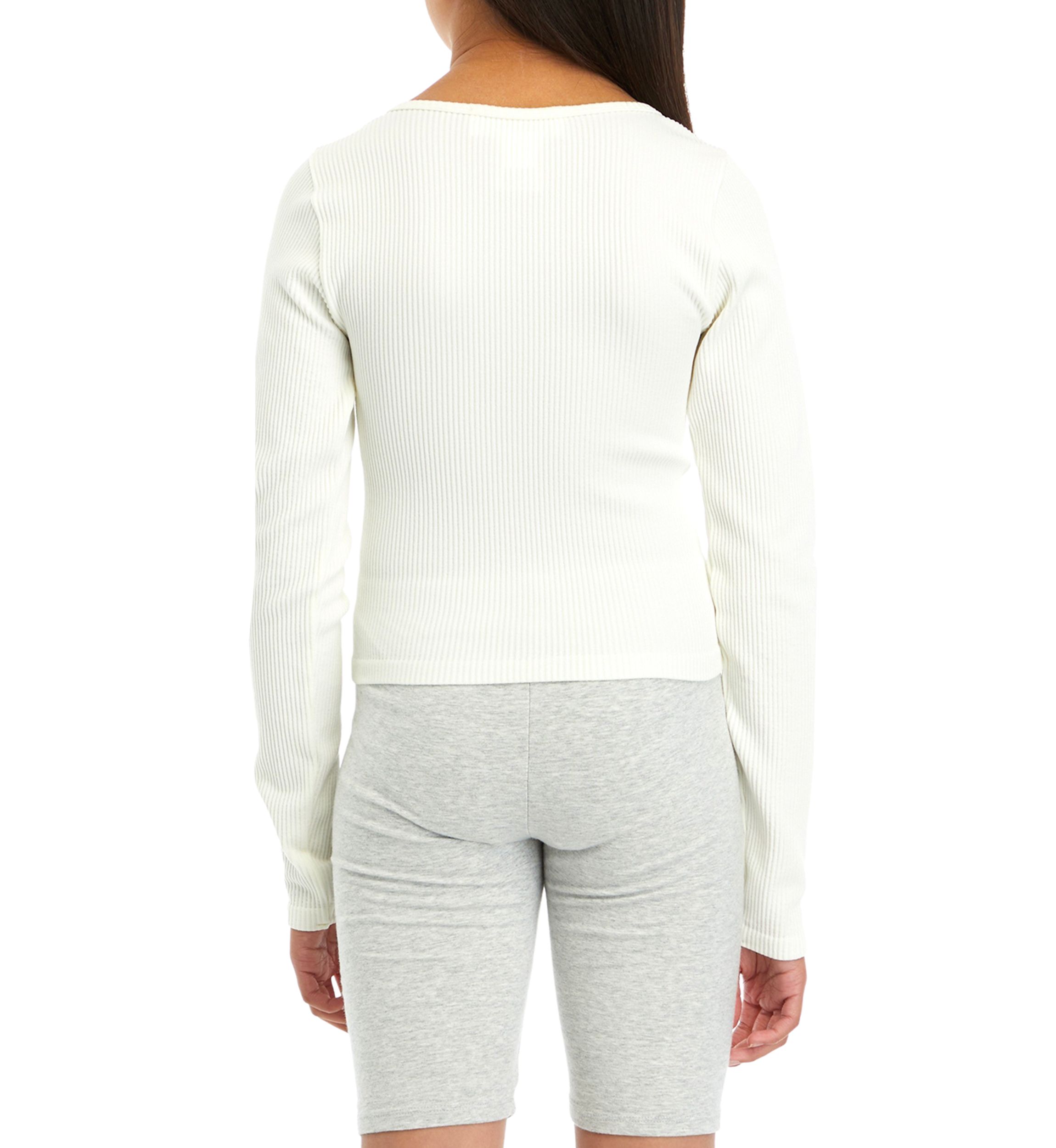 Girls 7-16 Long Sleeve Scoop Neck Seamless Top 