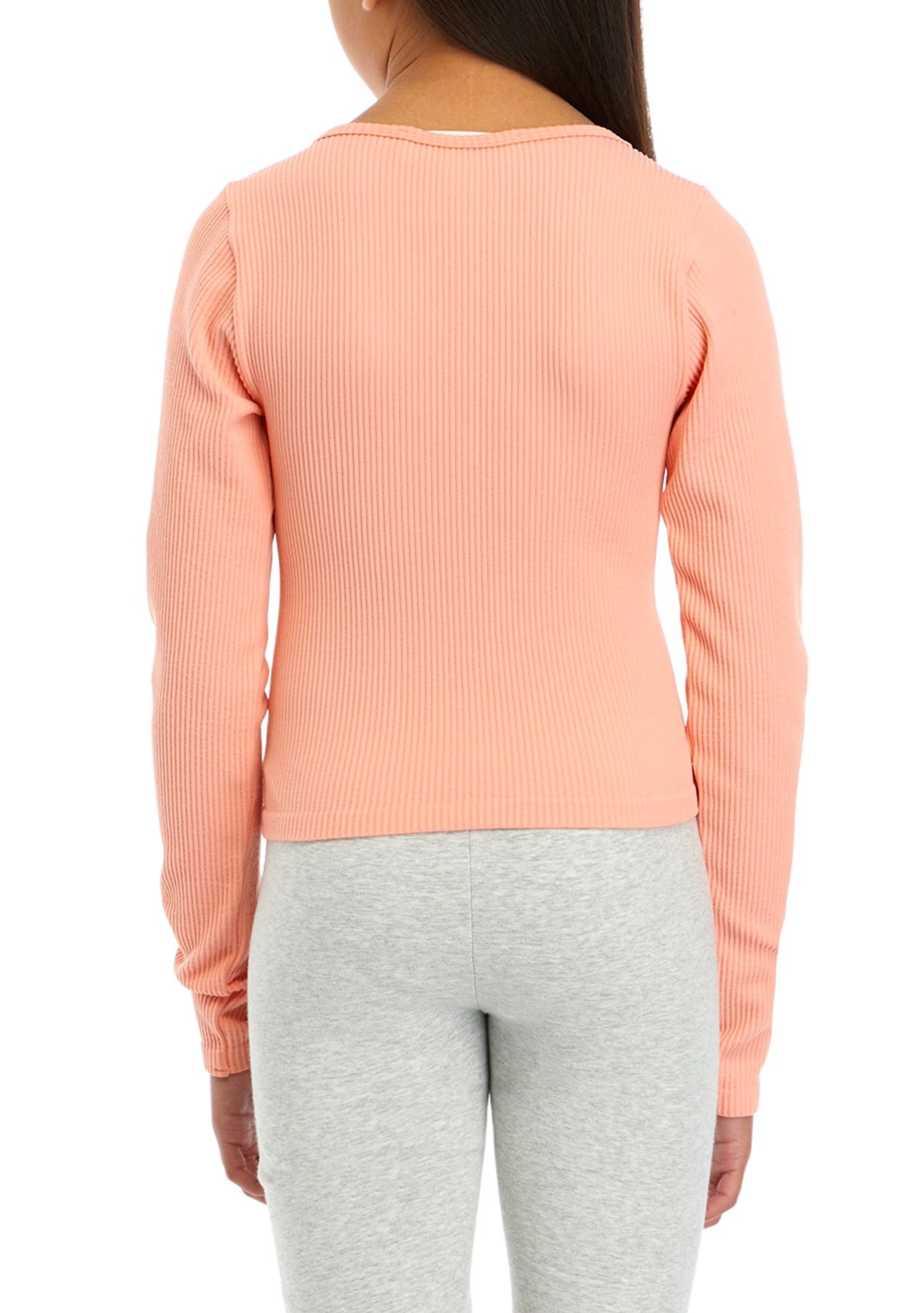 Girls 7-16 Long Sleeve Scoop Neck Seamless Top 