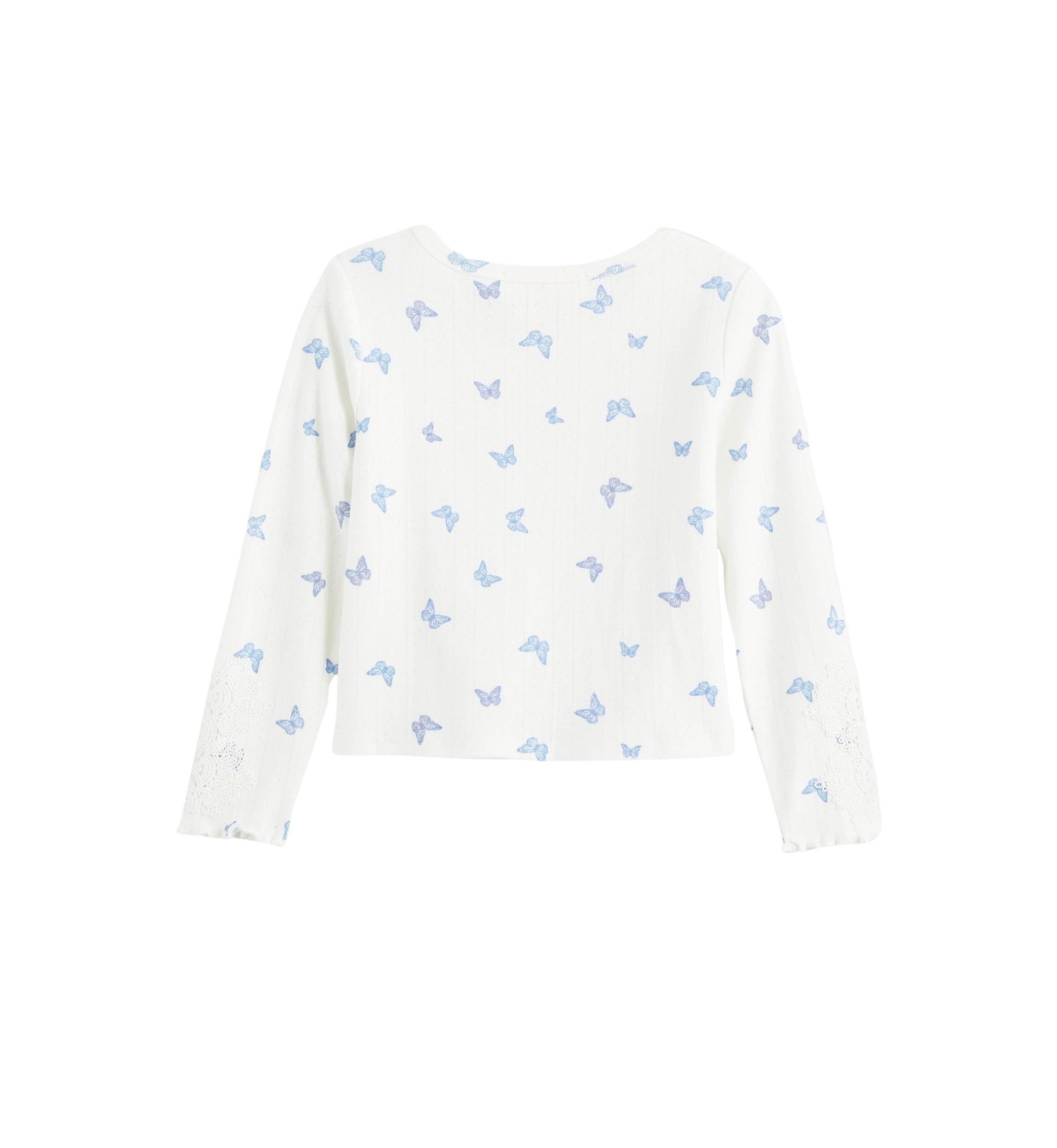 Girls 4-6x Crochet Lace Printed Top