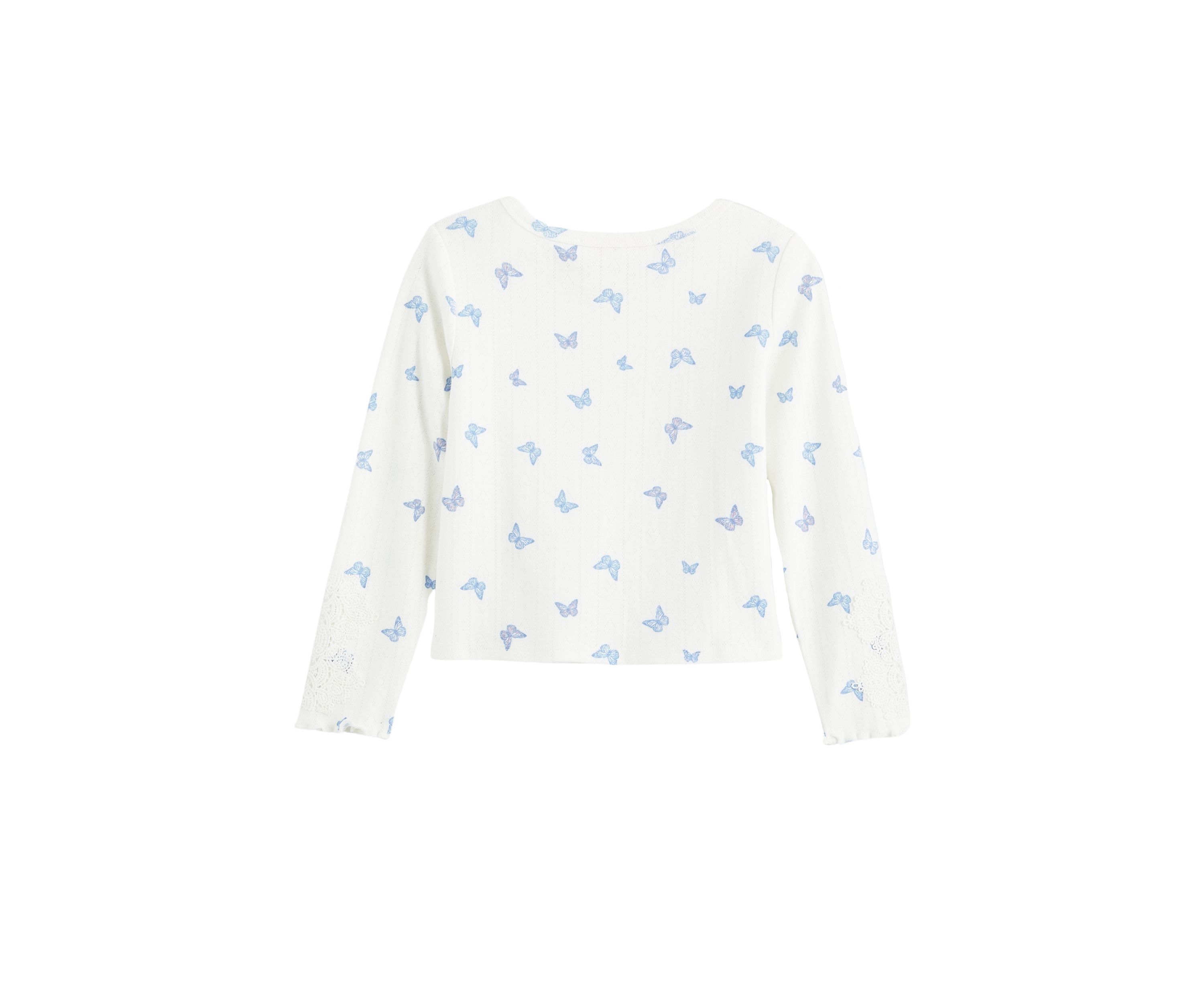 Girls 4-6x Crochet Lace Printed Top