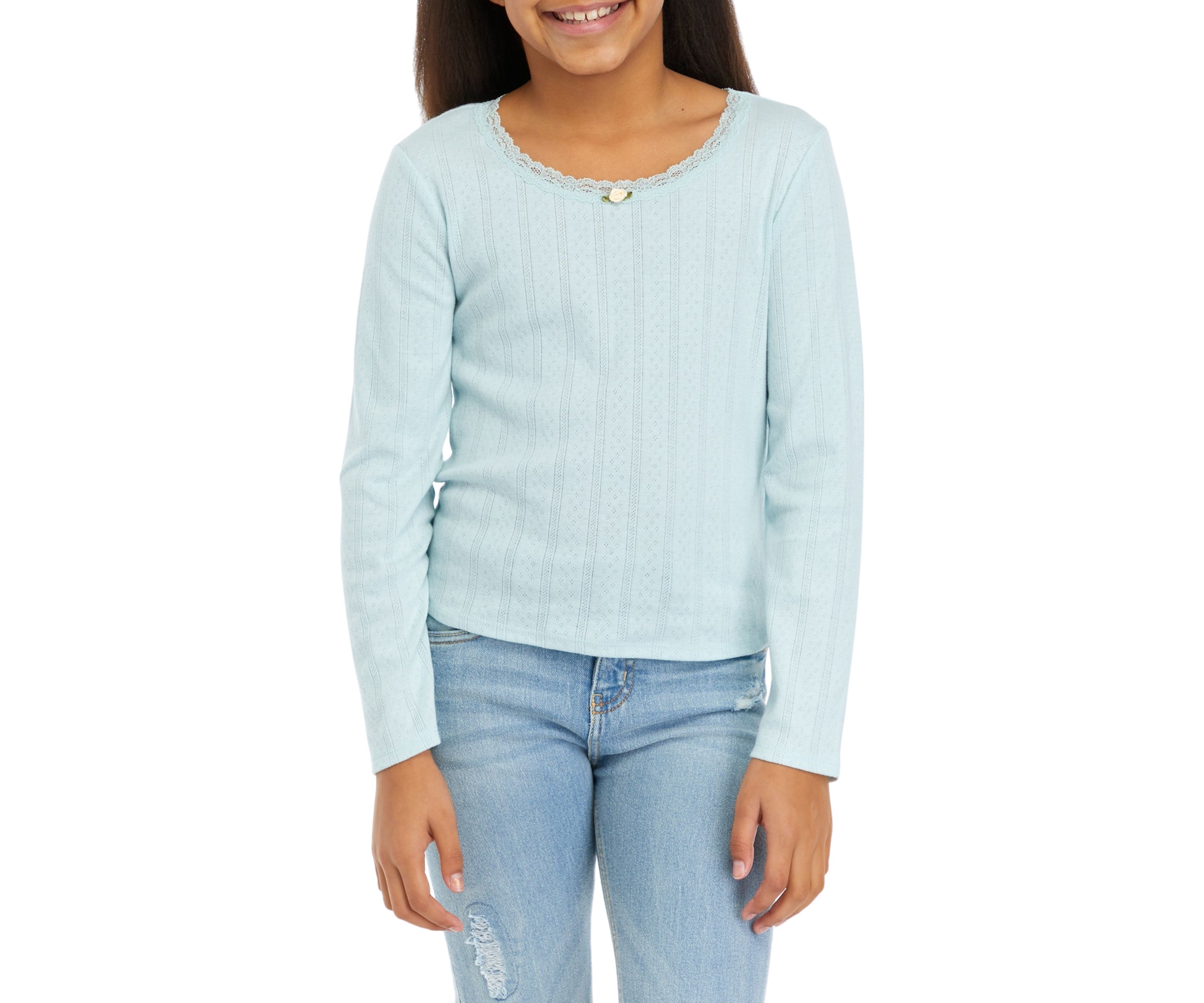 Girls 7-16 Lace Scoop Neck Top