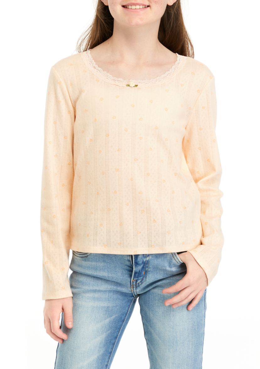 Girls 7-16 Lace Scoop Neck Top