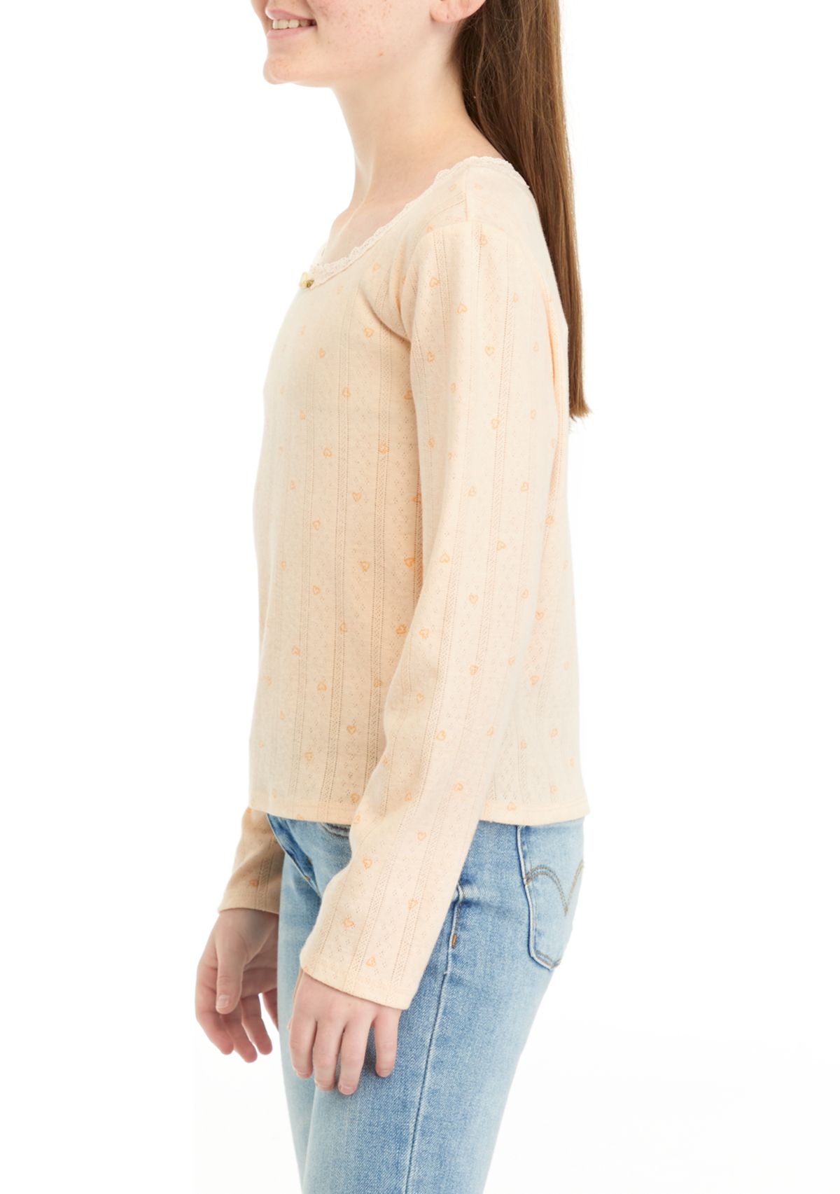 Girls 7-16 Lace Scoop Neck Top