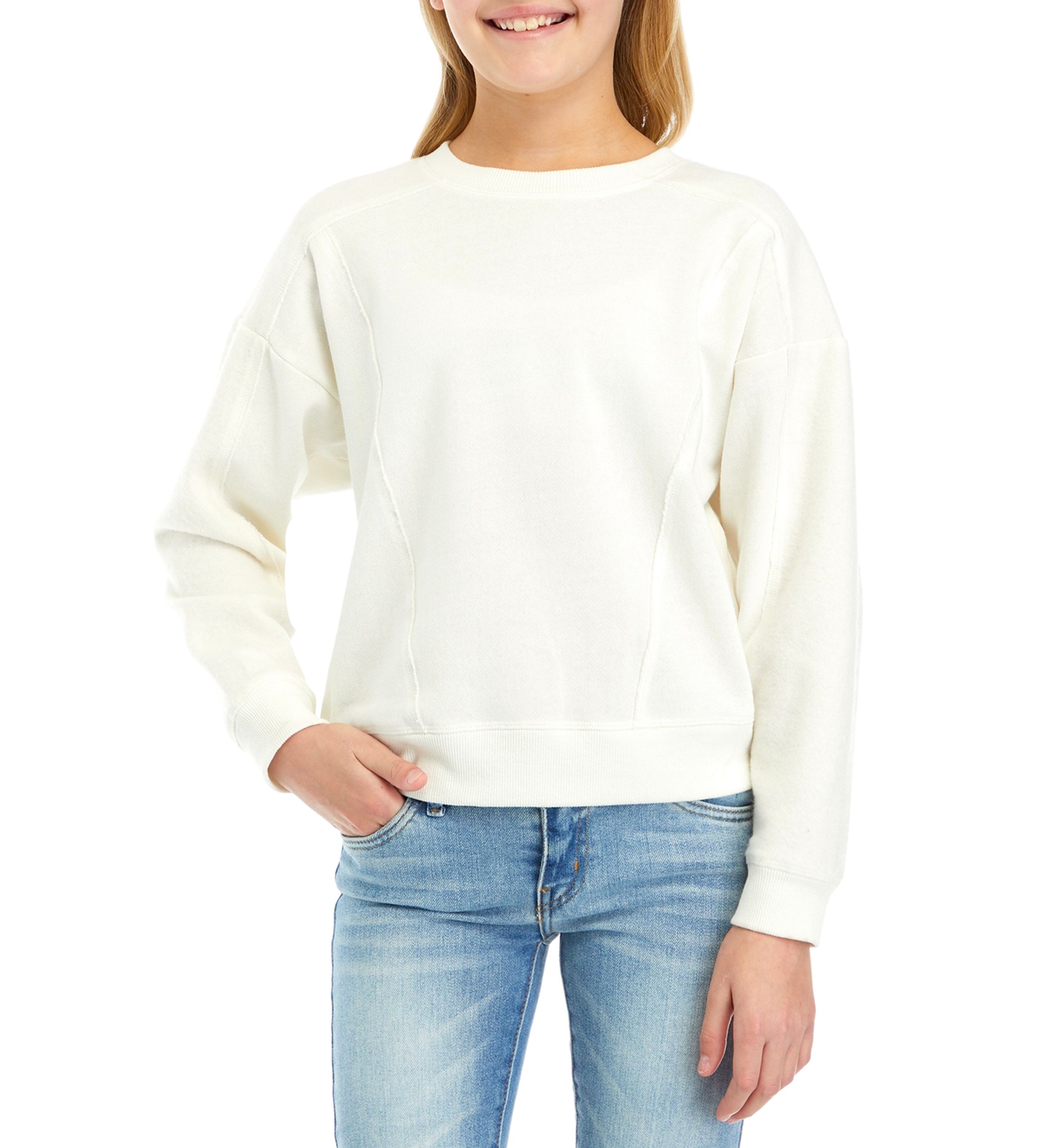Girls 7-16 Oversized Crew Neck Sweatshirt with Panels 