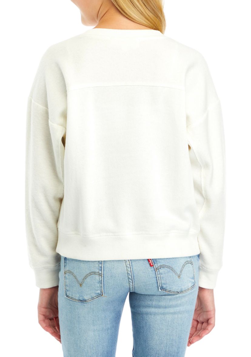 Girls 7-16 Oversized Crew Neck Sweatshirt with Panels 