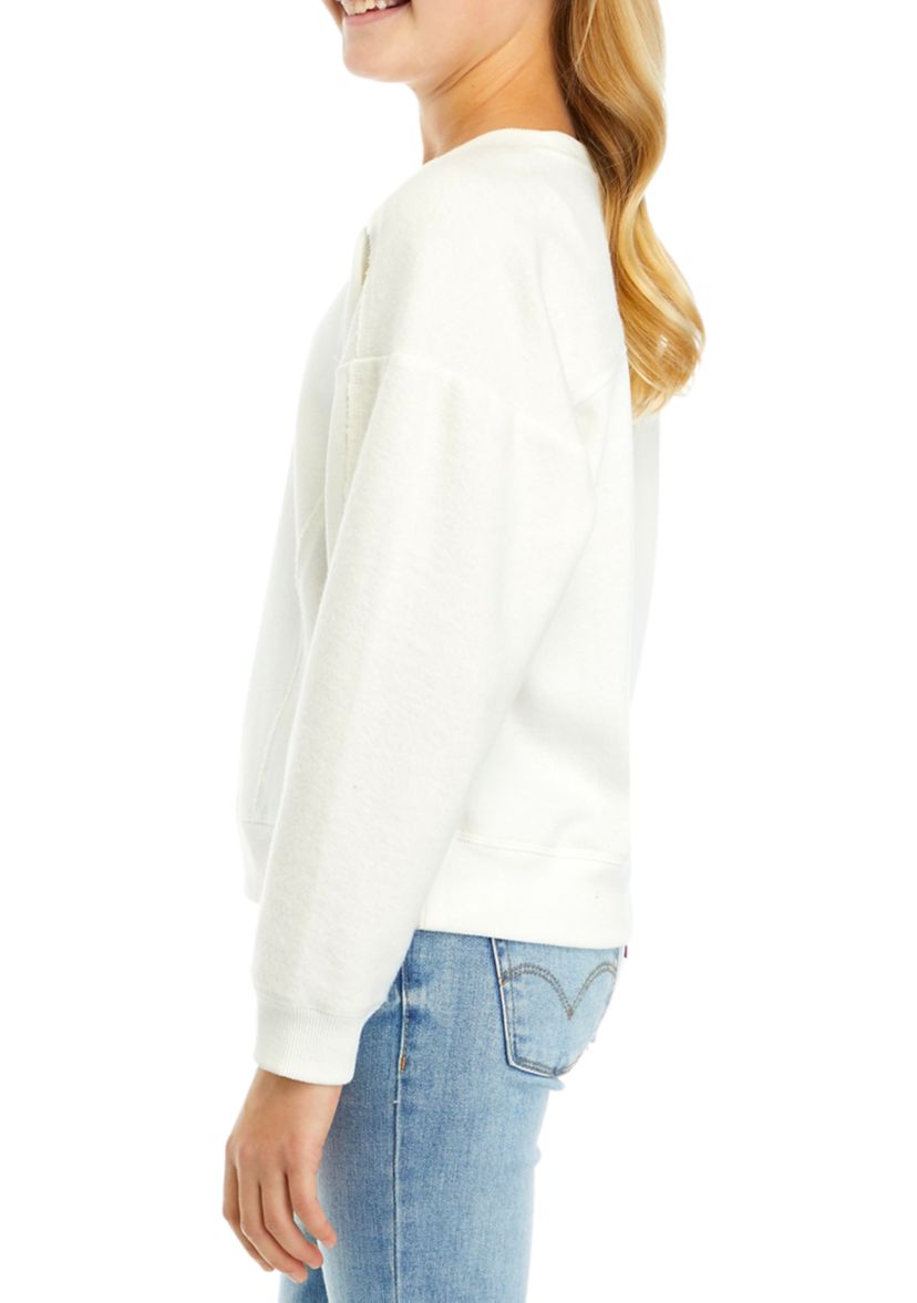 Girls 7-16 Oversized Crew Neck Sweatshirt with Panels 