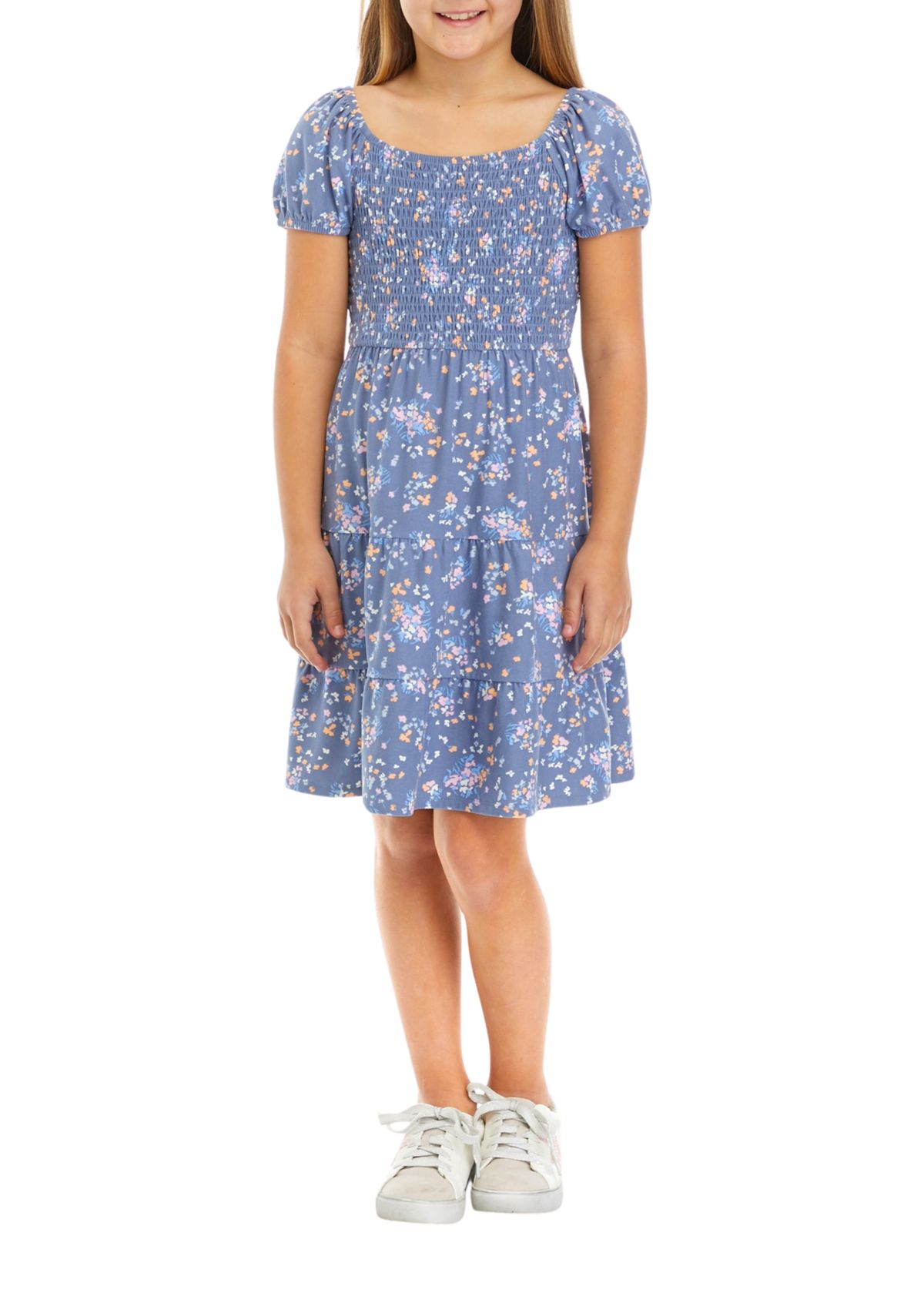 Girls 7-16 Puff Sleeve Floral Dress