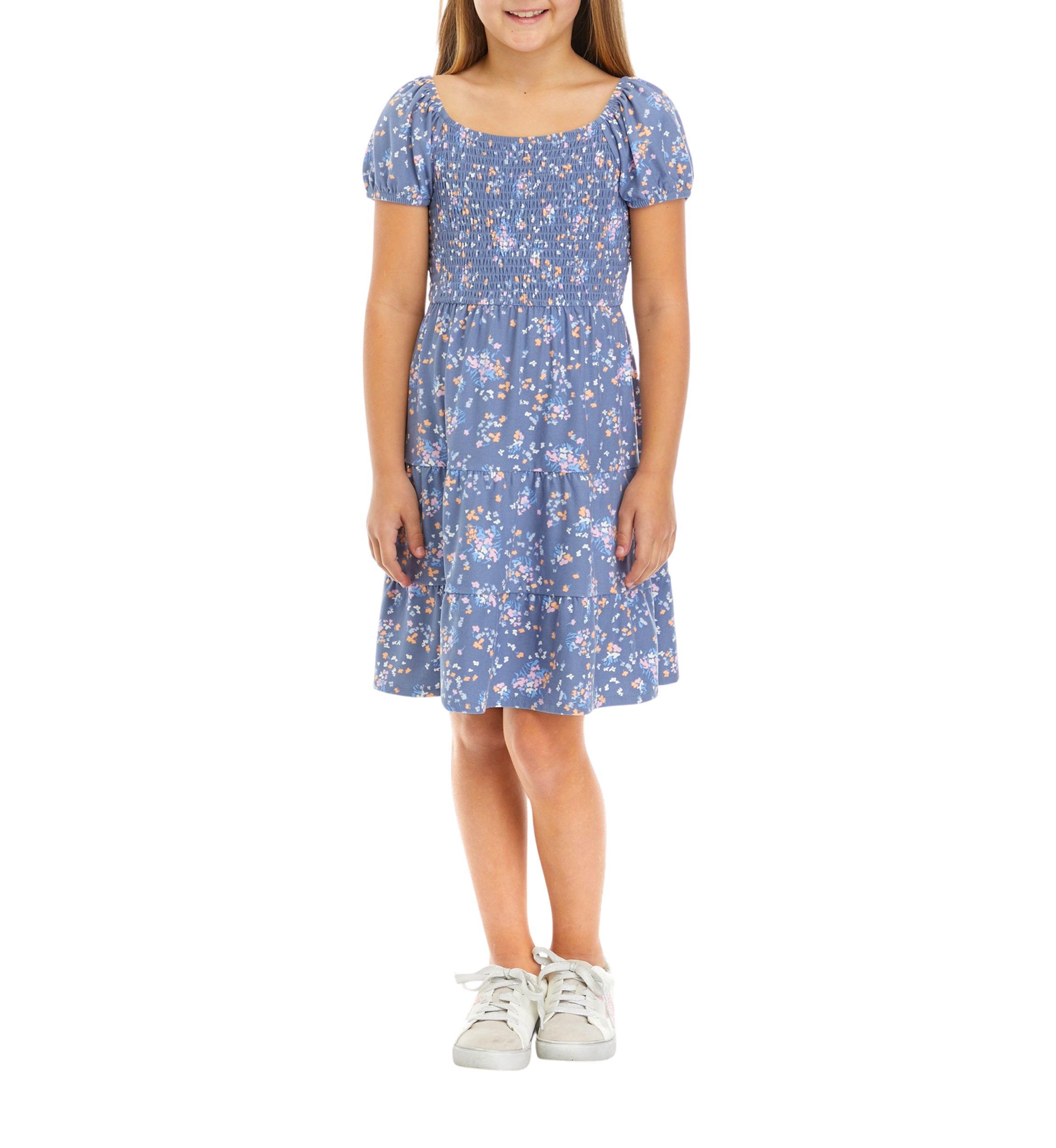 Girls 7-16 Puff Sleeve Floral Dress