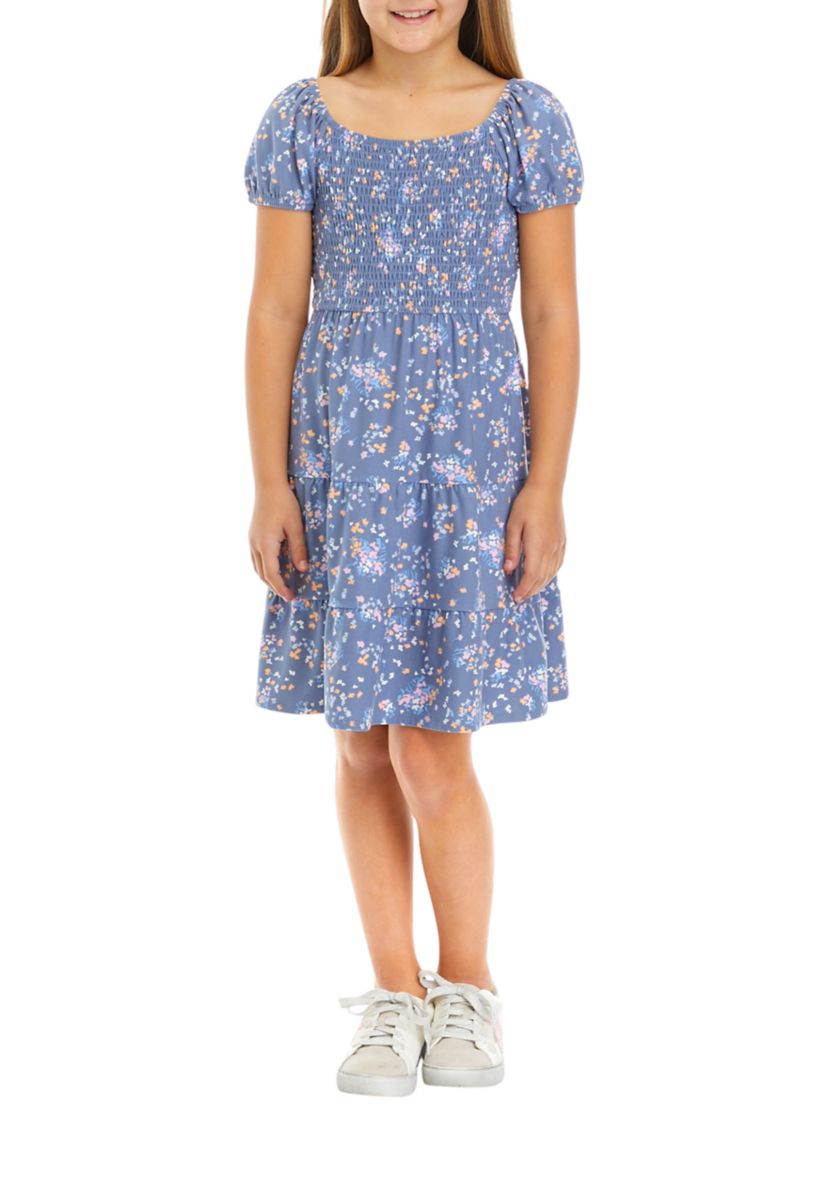 Girls 7-16 Puff Sleeve Floral Dress