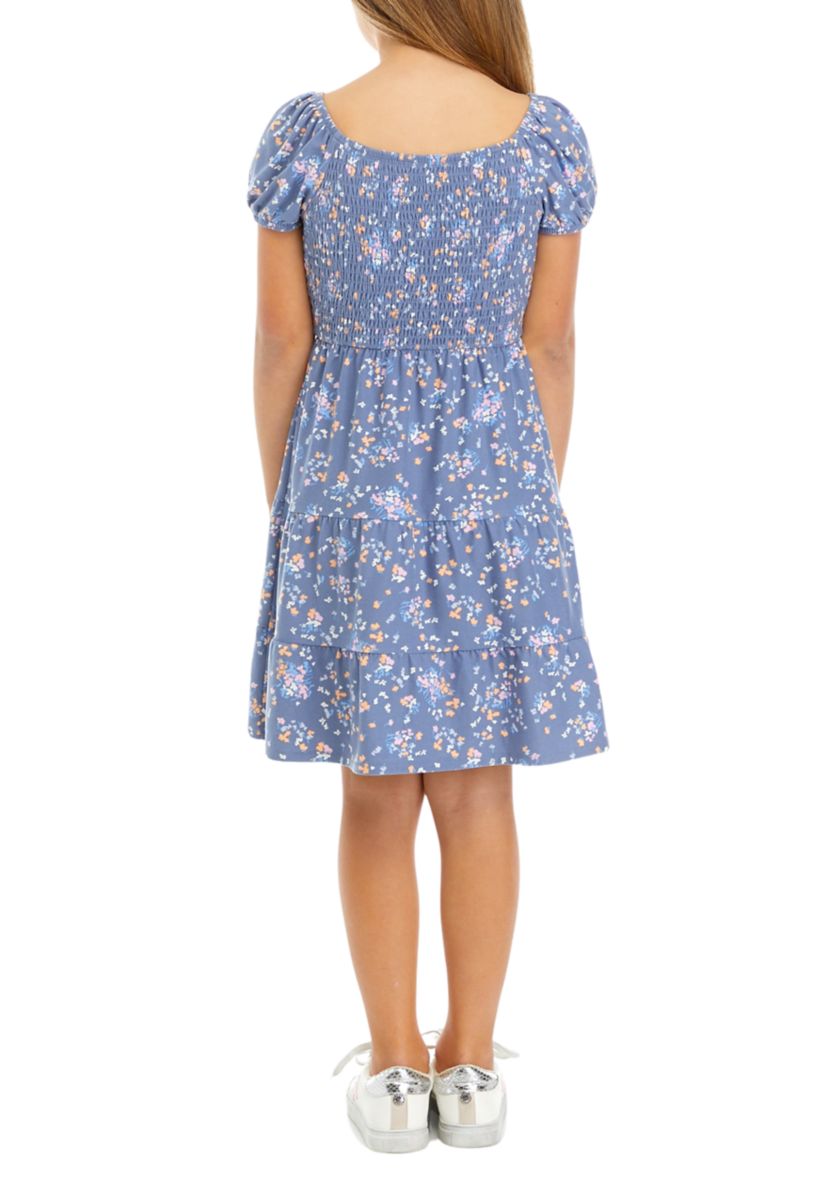 Girls 7-16 Puff Sleeve Floral Dress