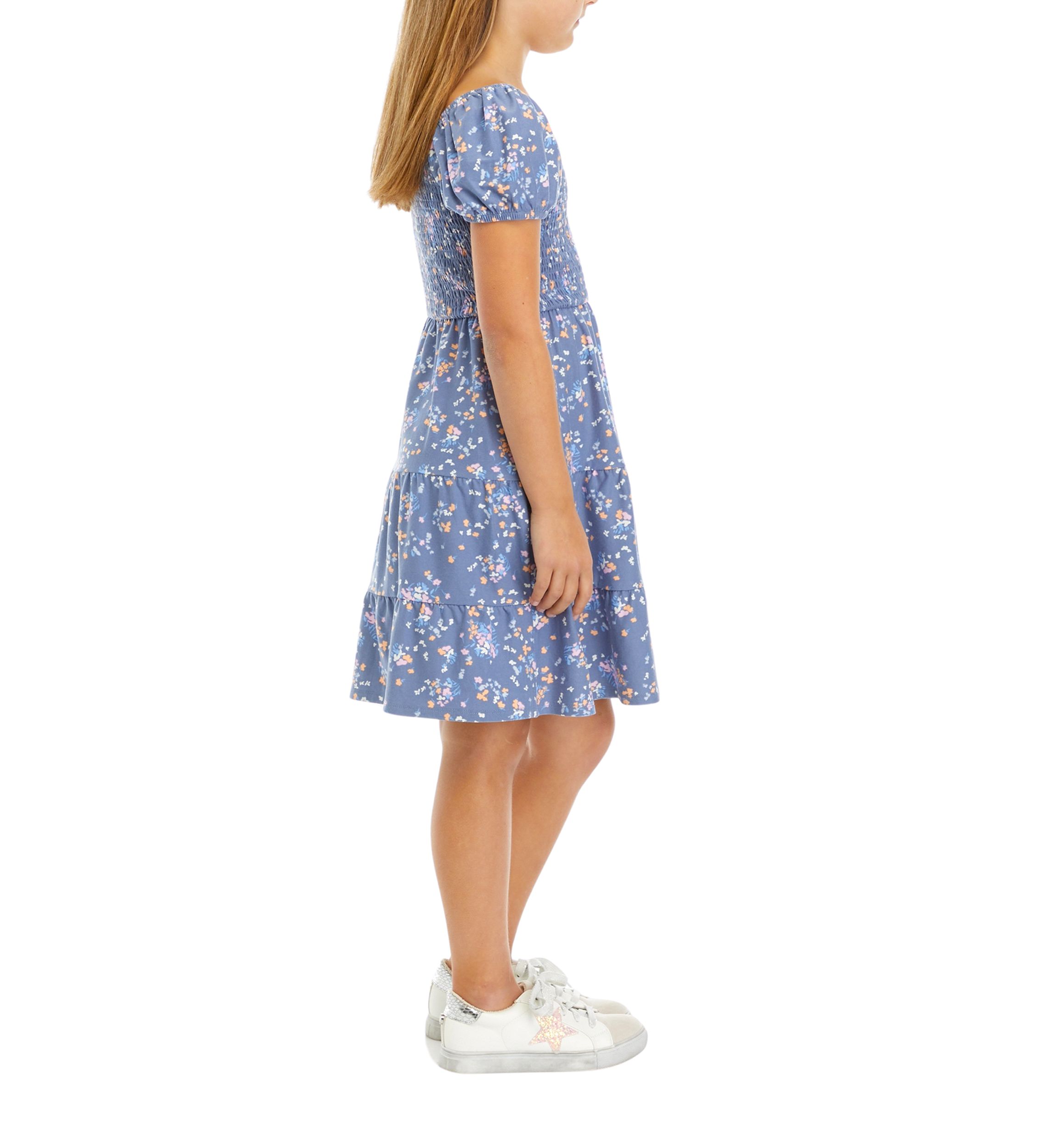 Girls 7-16 Puff Sleeve Floral Dress