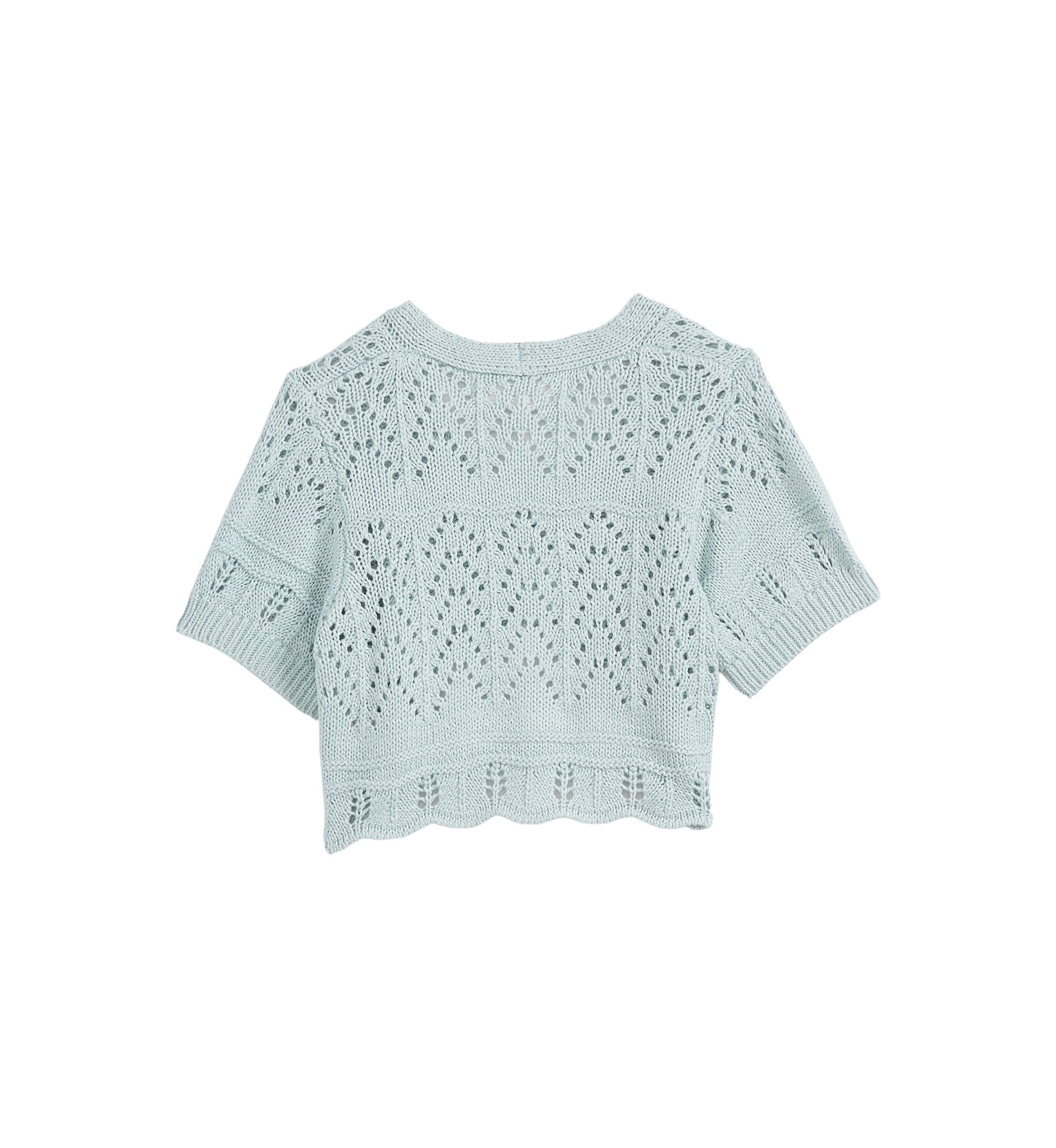 Girls 4-6x Short Sleeve Pointelle Cropped Cardigan