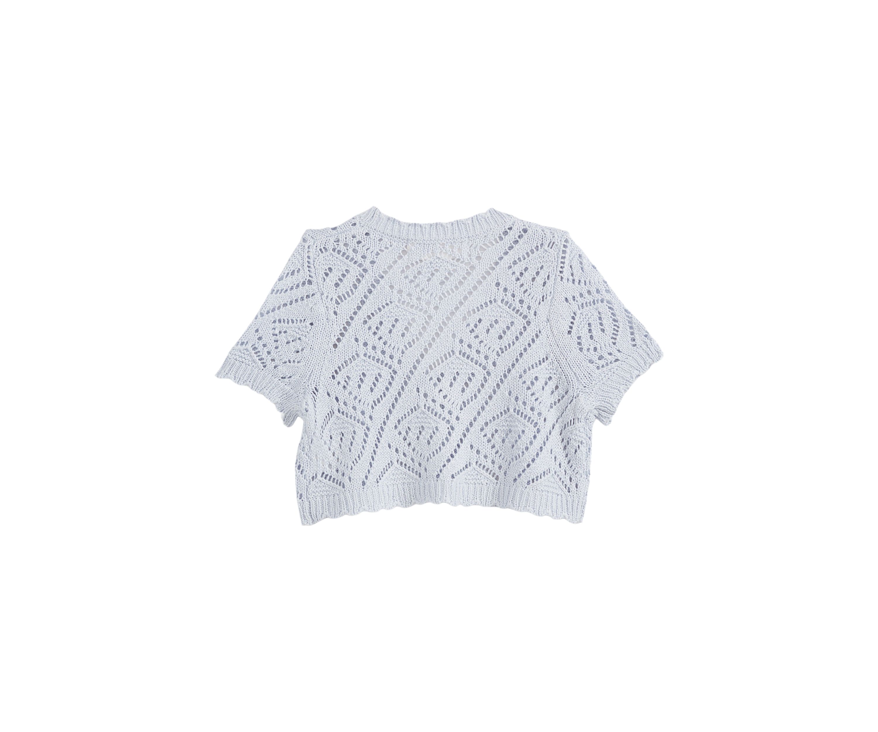 Girls 4-6x Short Sleeve Jacquard Cropped Cardigan