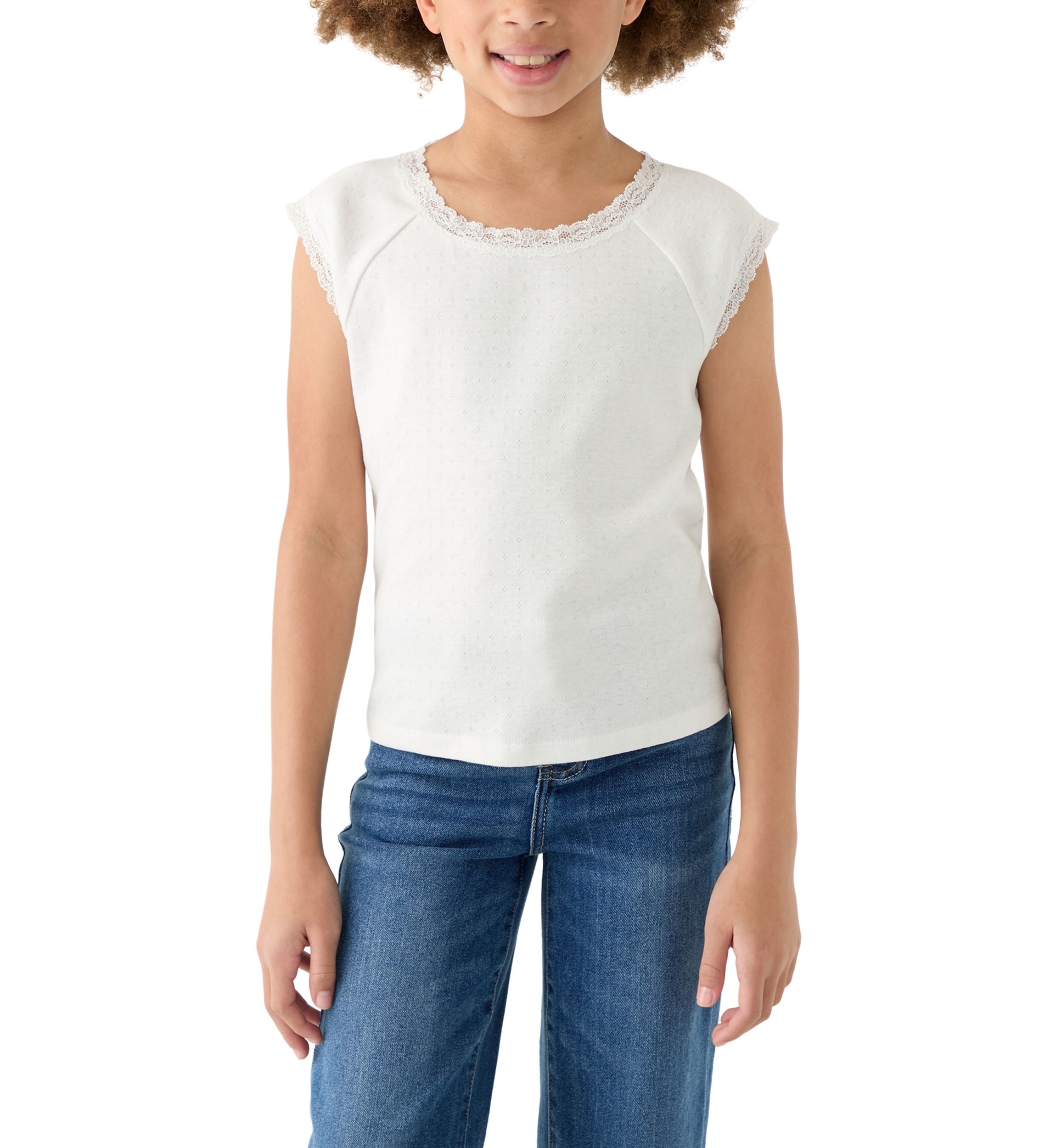 Girls 7-16 Solid Lace Top