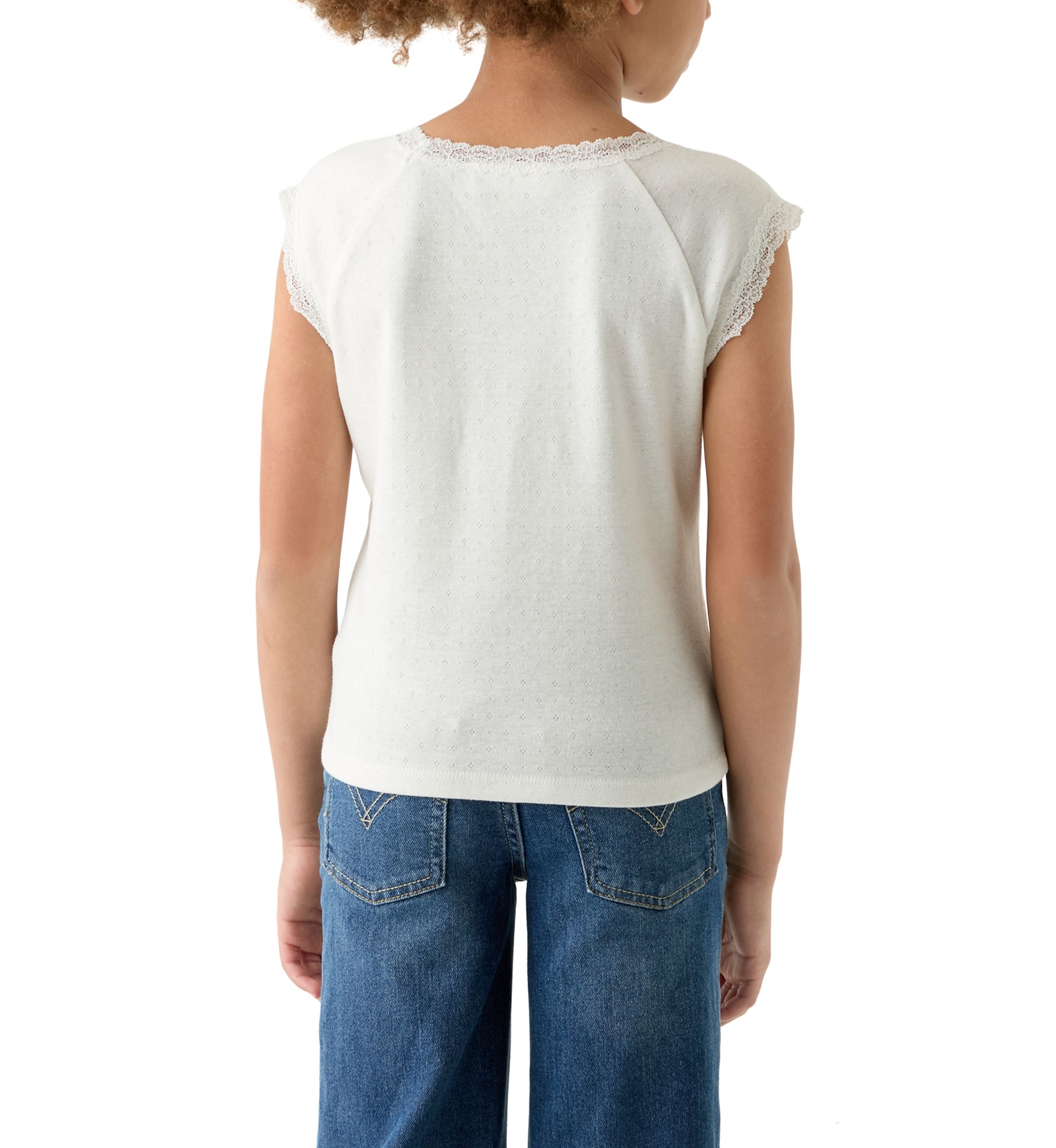 Girls 7-16 Solid Lace Top