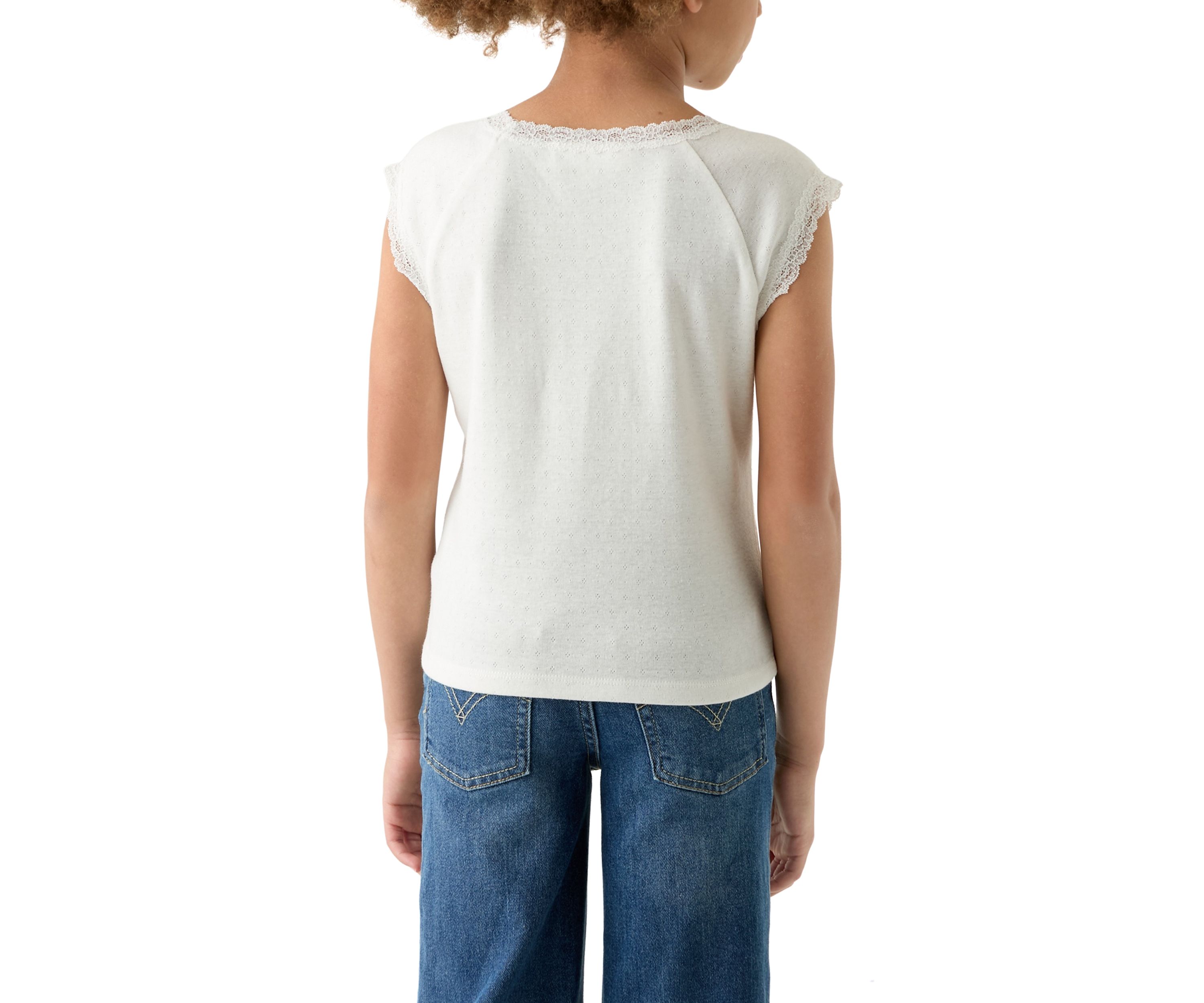 Girls 7-16 Solid Lace Top
