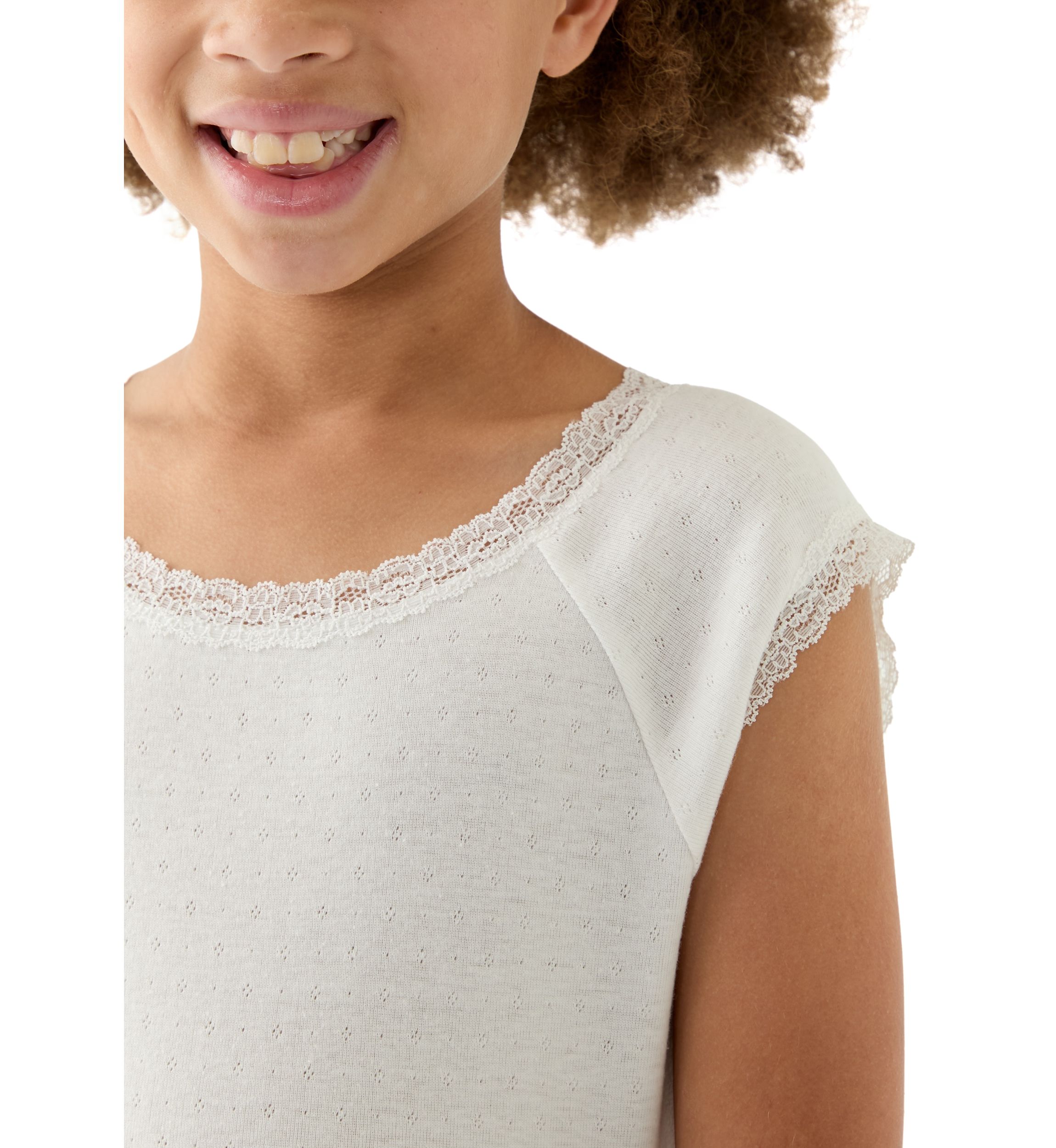 Girls 7-16 Solid Lace Top