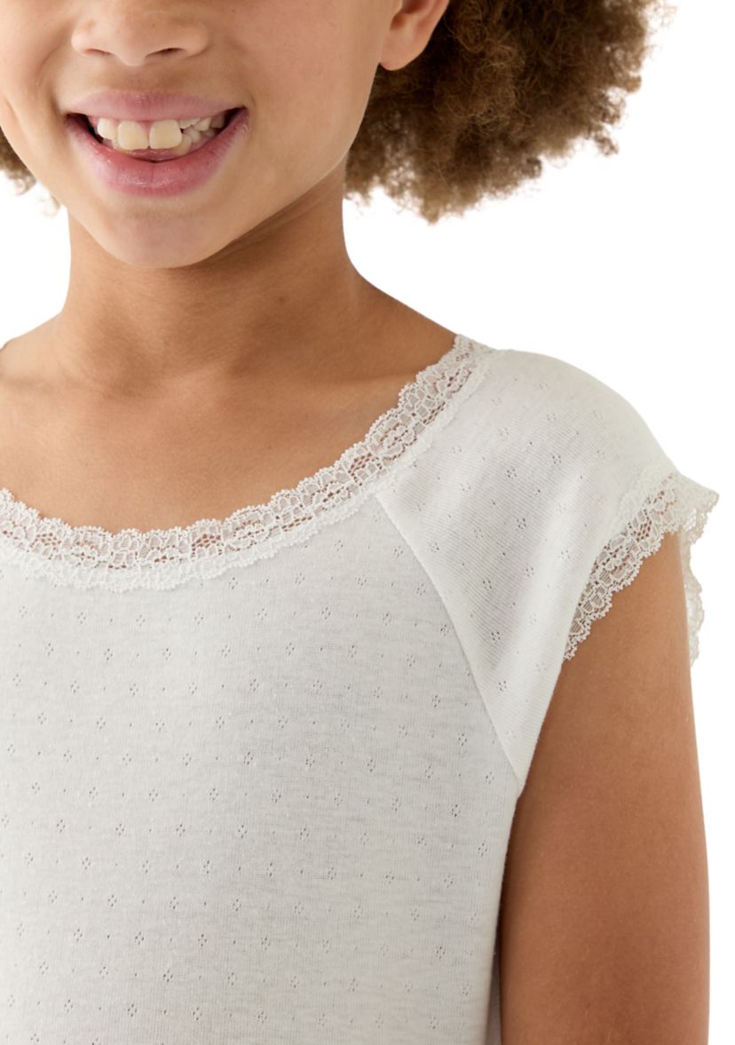 Girls 7-16 Solid Lace Top