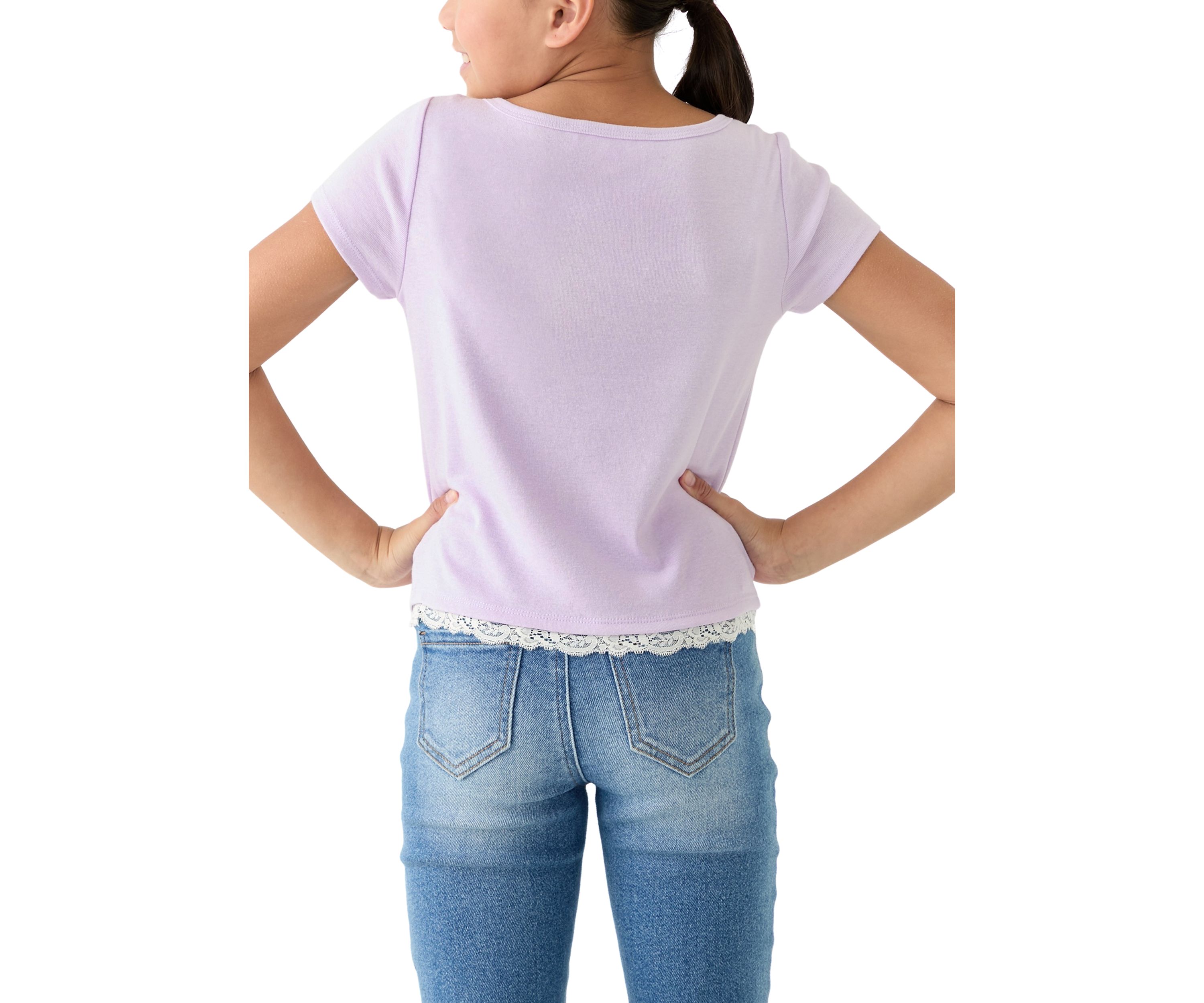 Girls 7-16 Solid Lace Top
