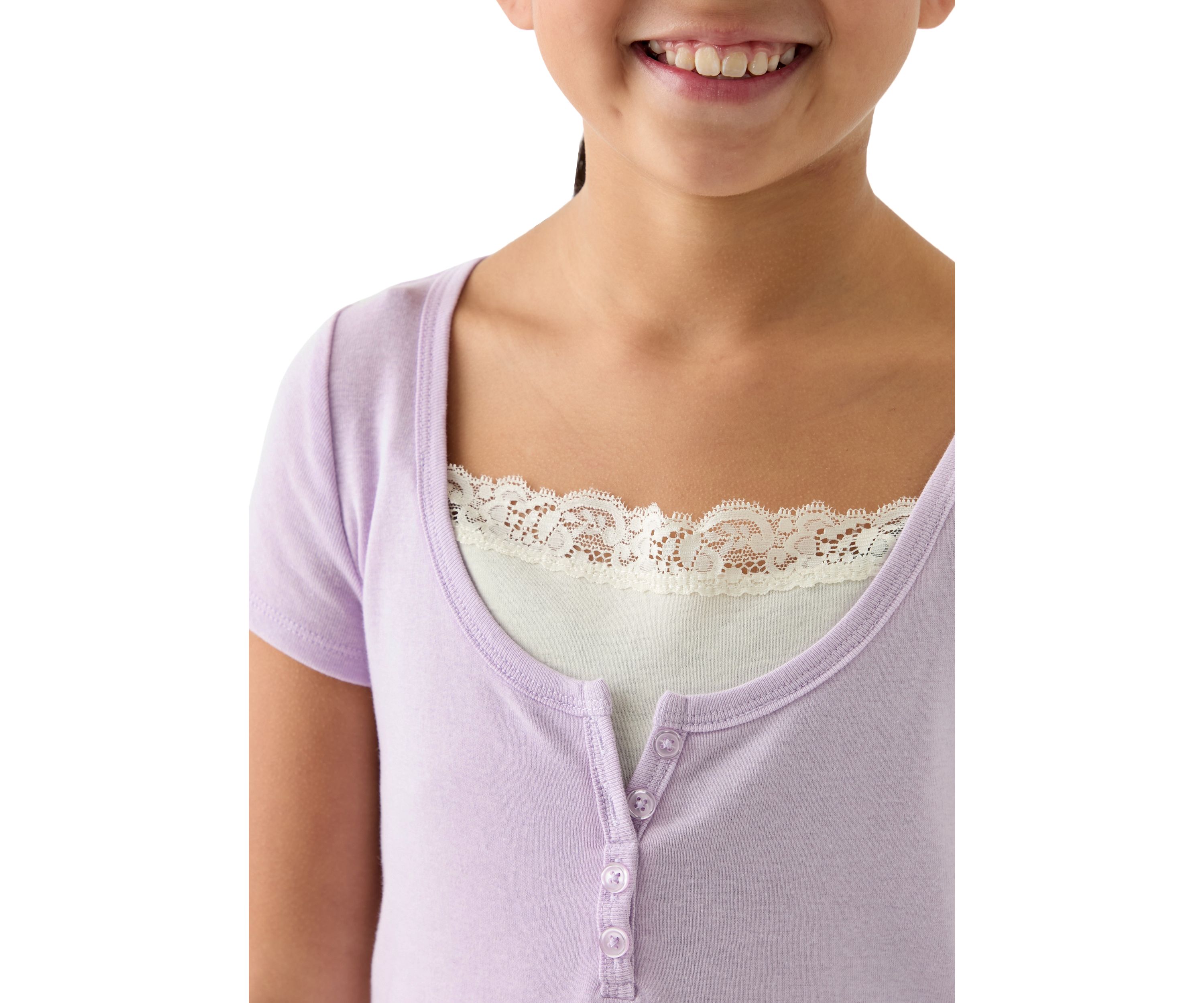 Girls 7-16 Solid Lace Top