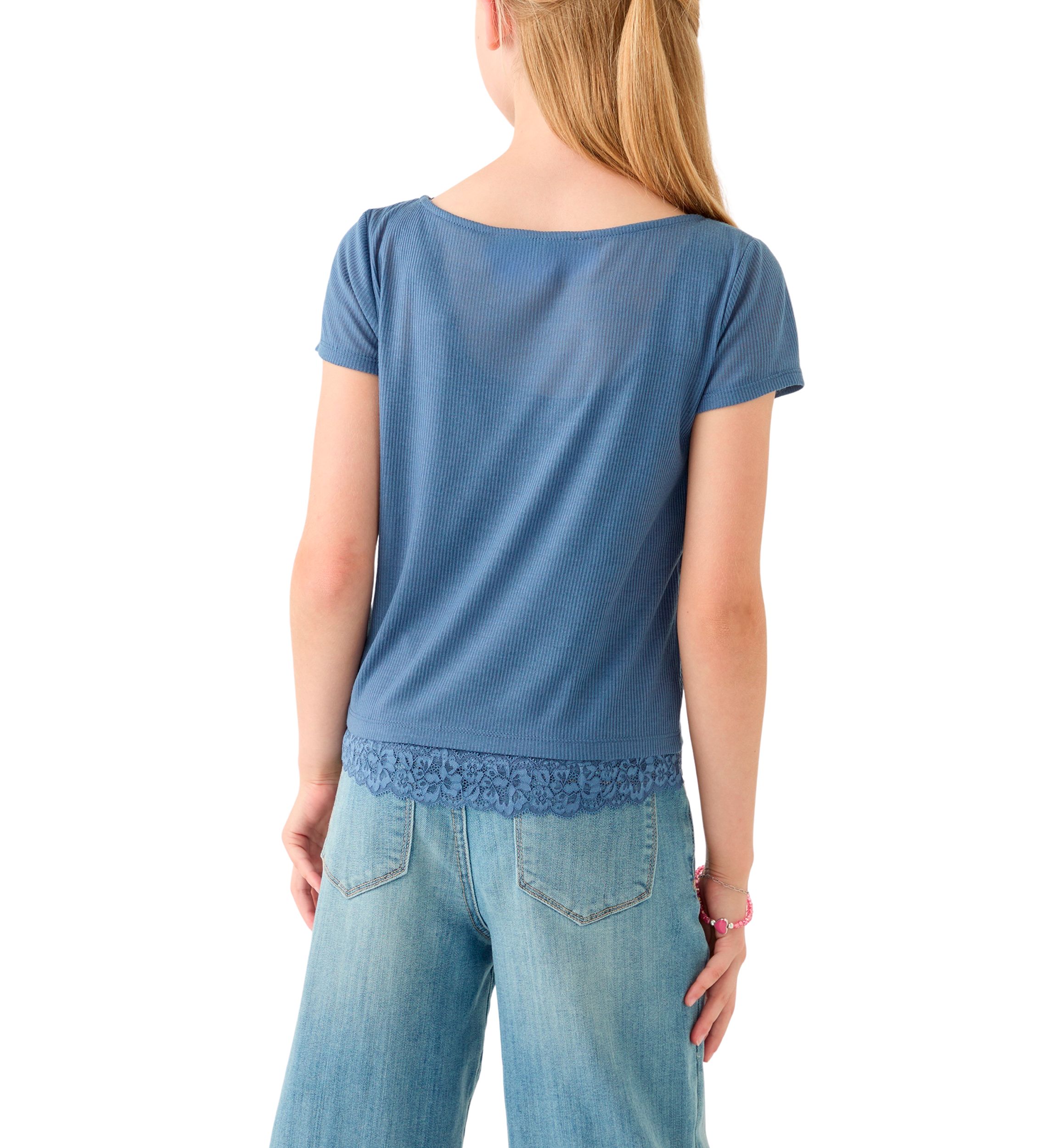 Girls 7-16 Short Cap Sleeve Knit Top