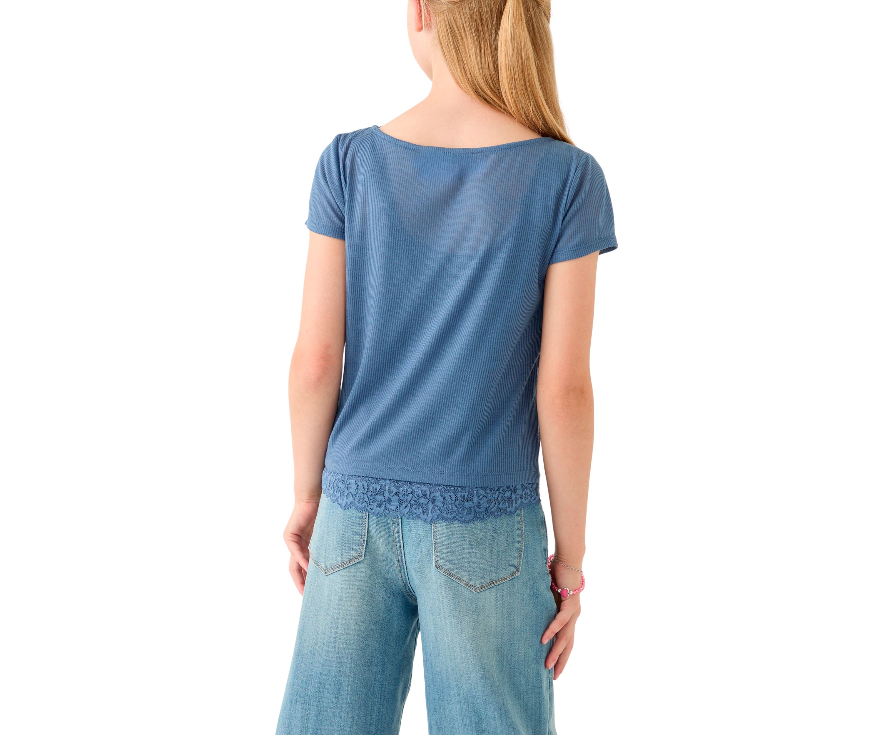 Girls 7-16 Short Cap Sleeve Knit Top