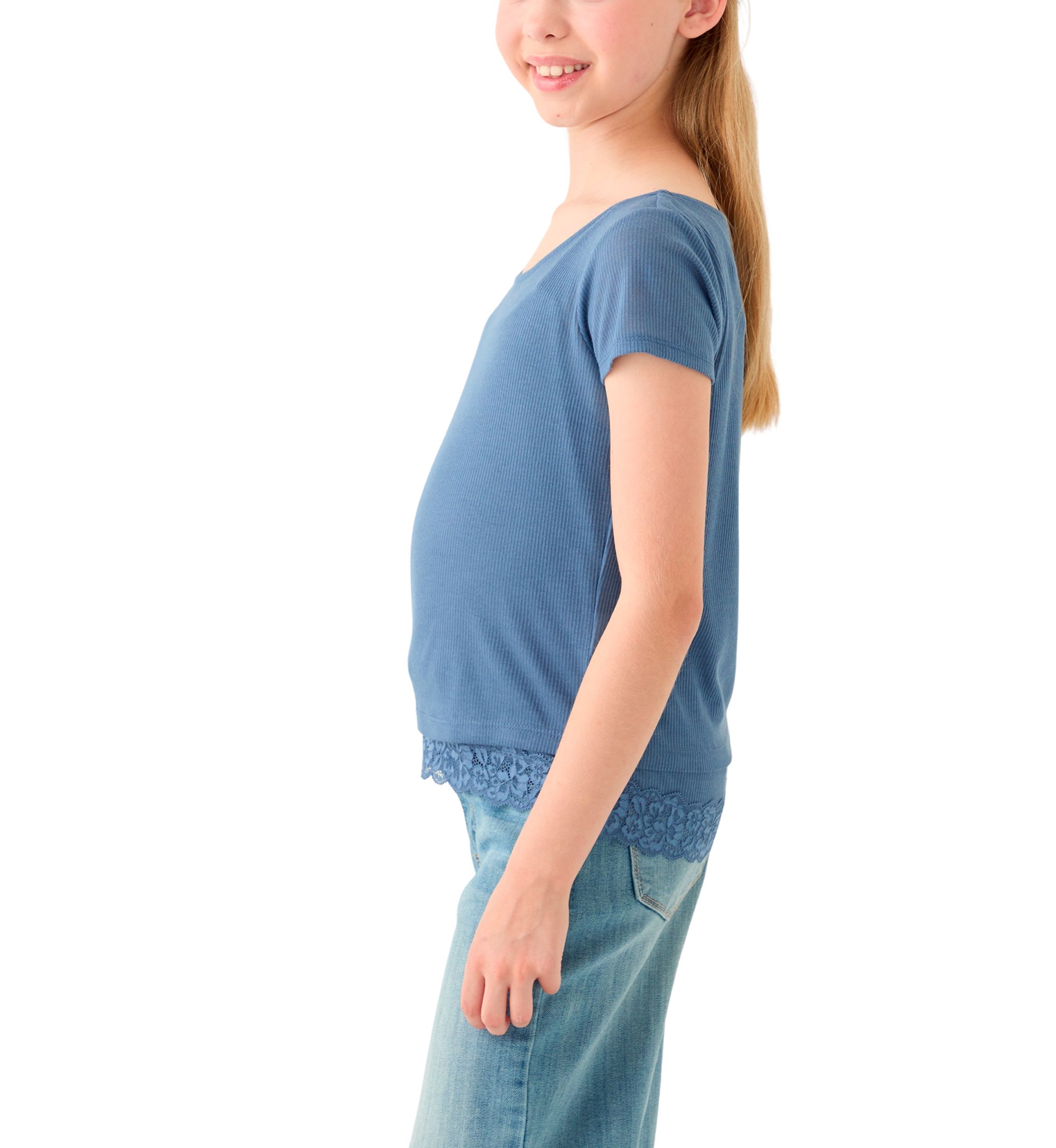 Girls 7-16 Short Cap Sleeve Knit Top