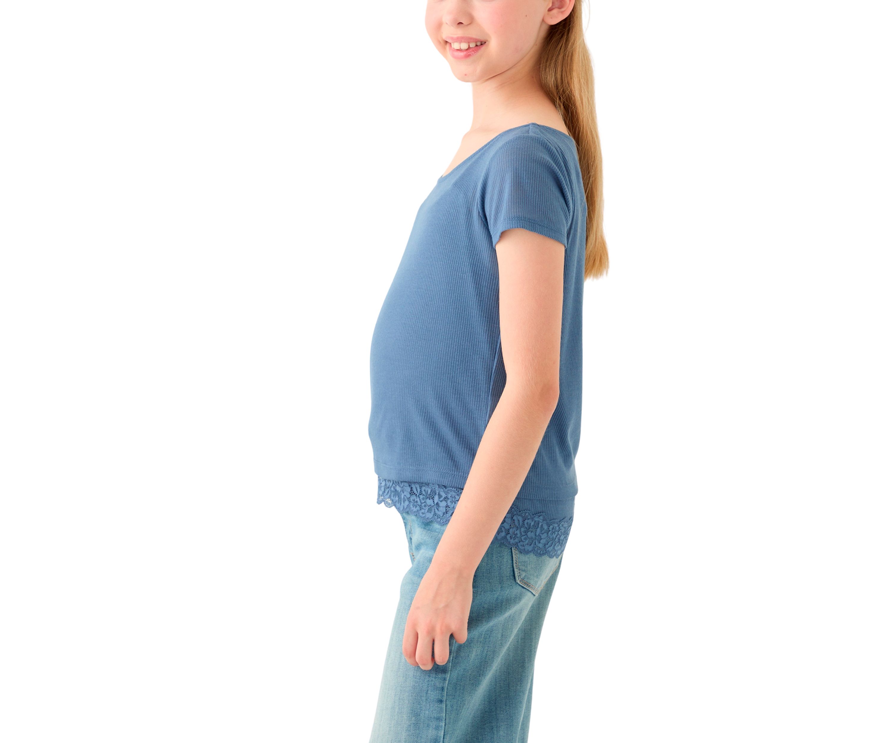 Girls 7-16 Short Cap Sleeve Knit Top