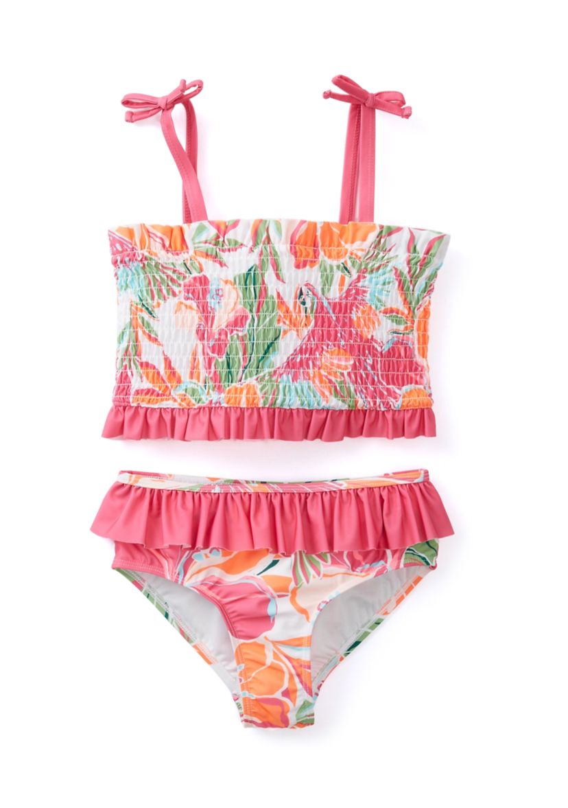 Girls 4-6x Floral Printed 2 Piece Swimsuit