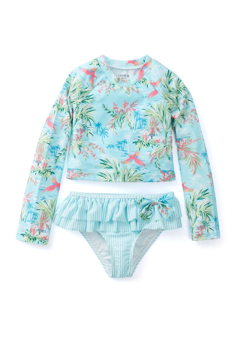 Girls 4-6x 2-Piece Printed Rash Guard 