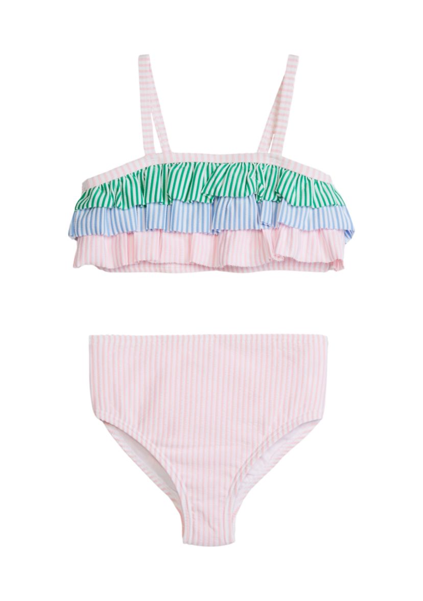 Girls 7-16 Ruffle Printed Two Piece Swimsuit