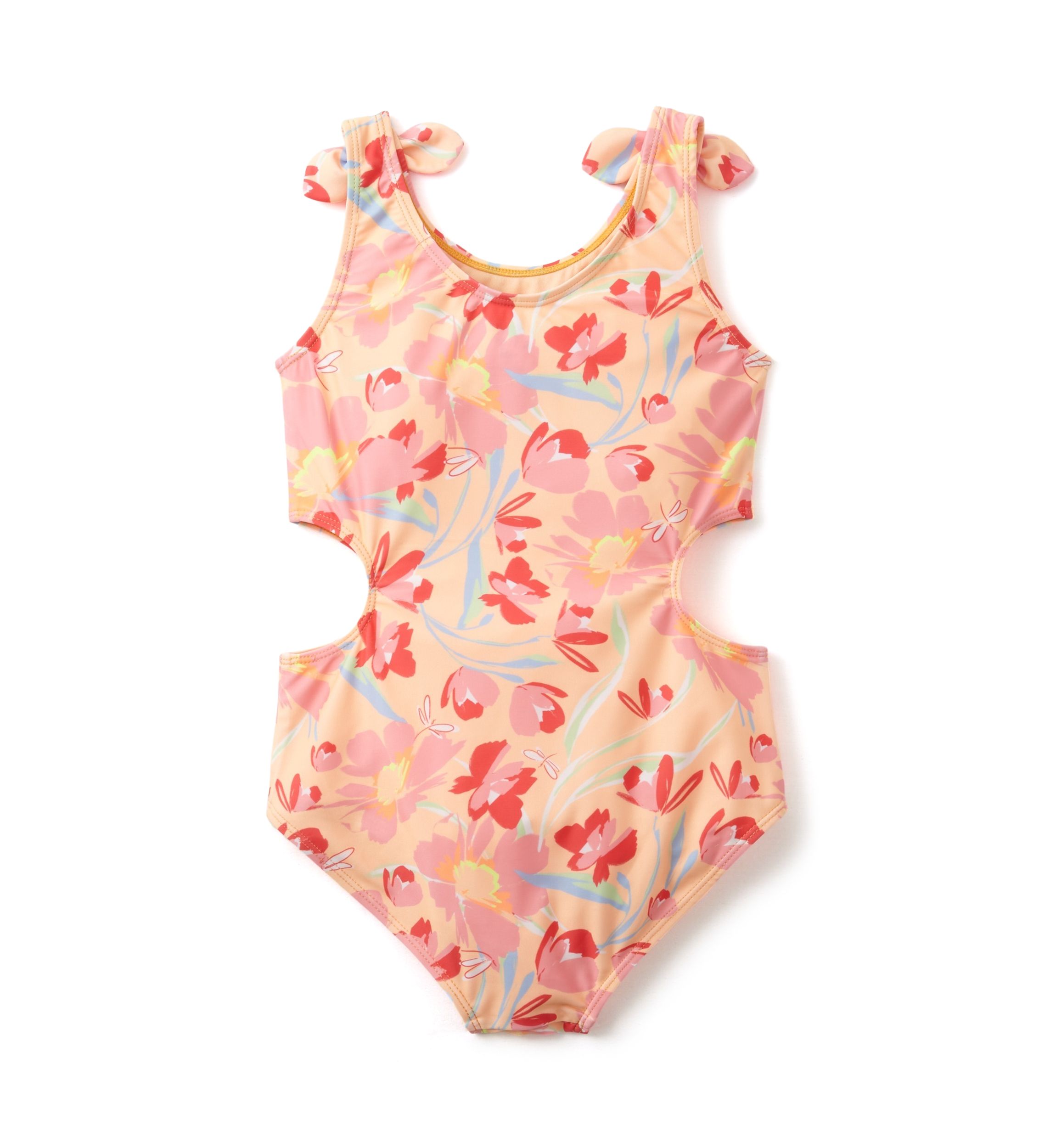 Girls 7-16 Floral Printed Cutout One-Piece Swimsuit 