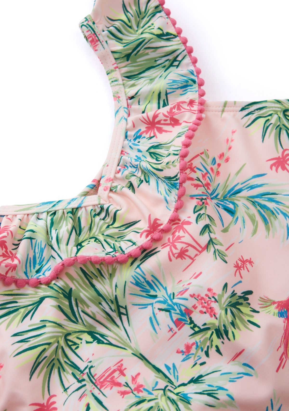 Girls 7-16 2-Piece Ruffle V-Neck Swimsuit