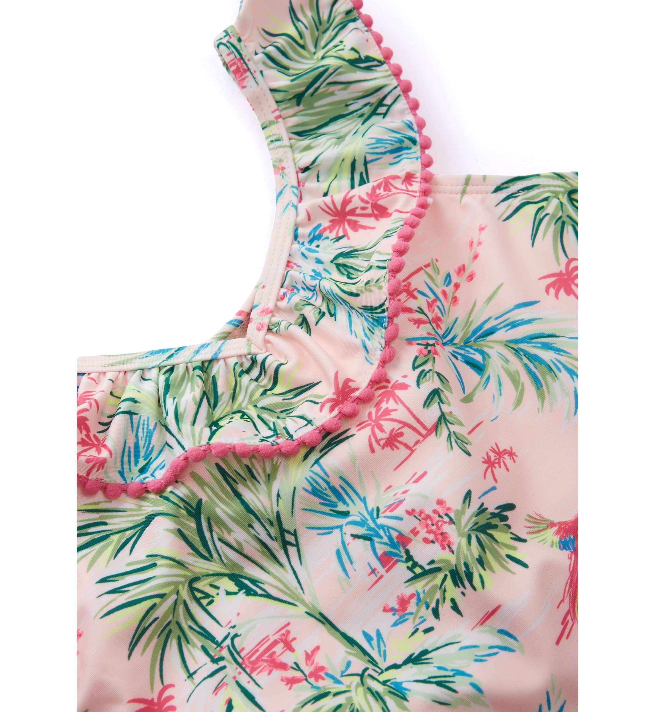 Girls 7-16 2-Piece Ruffle V-Neck Swimsuit