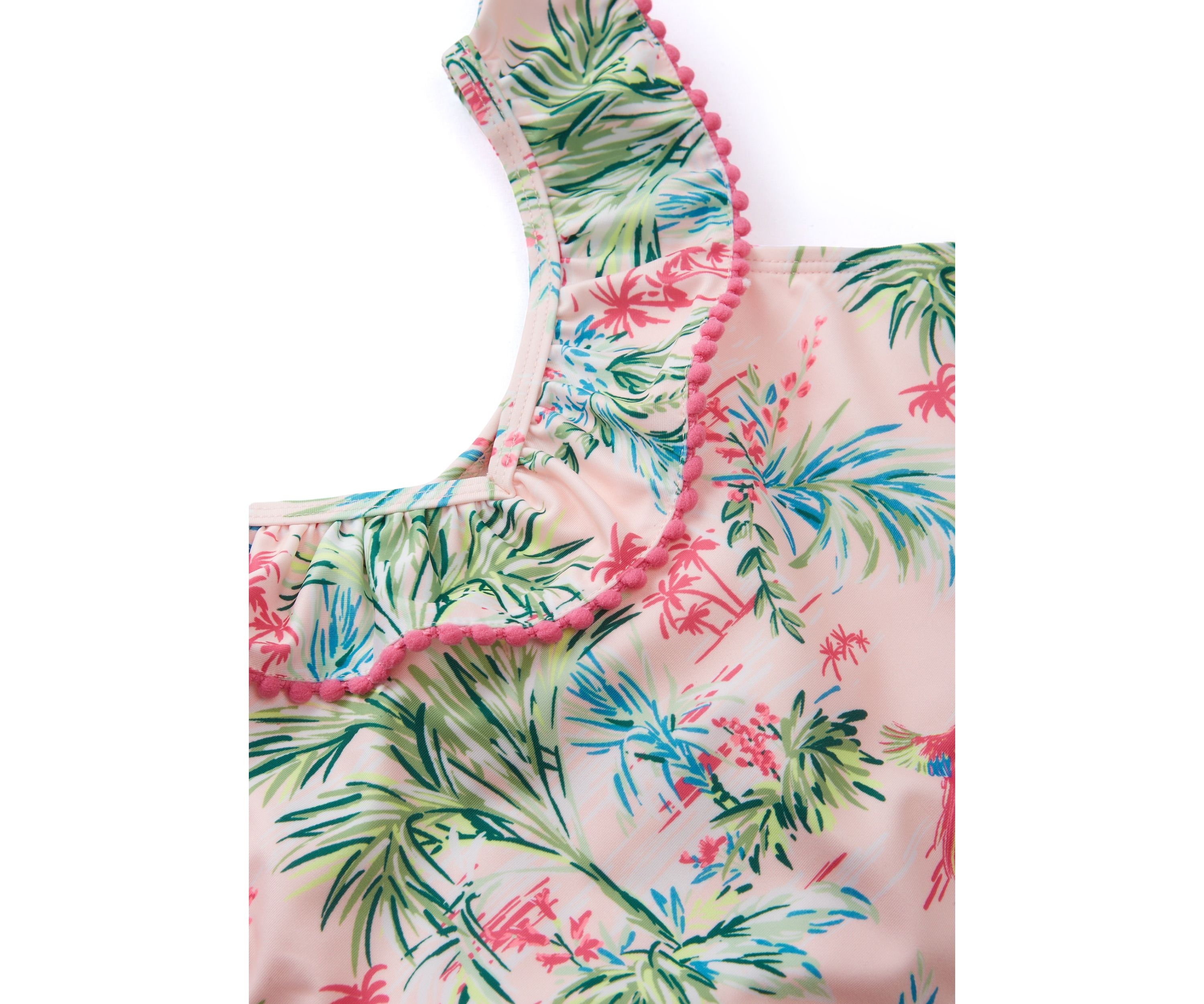 Girls 7-16 2-Piece Ruffle V-Neck Swimsuit