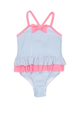 Crown & Ivy™ Girls 4-6x Seersucker One Piece Swimsuit | belk