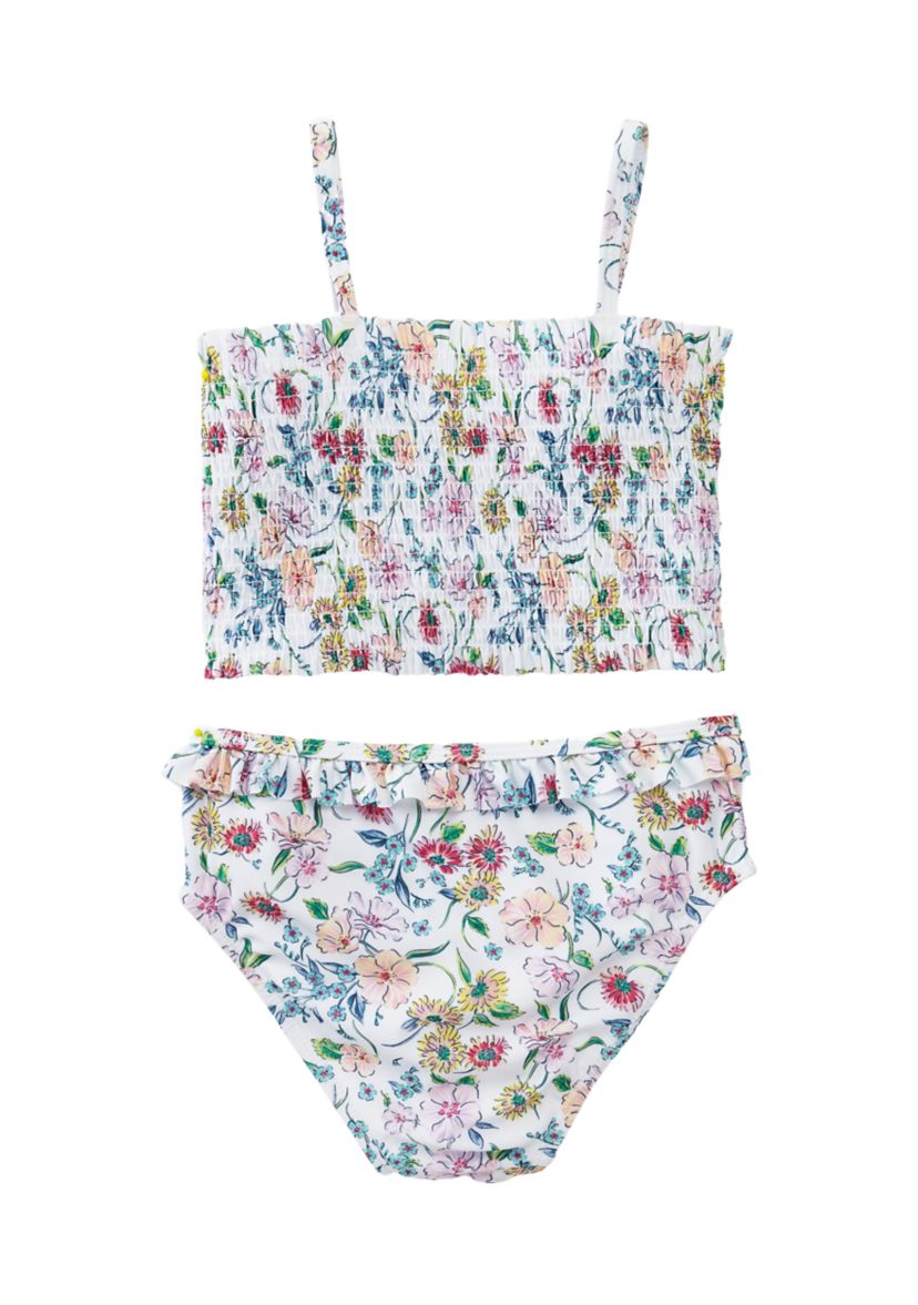 Girls 7-16 2 Piece Smocked Swimsuit