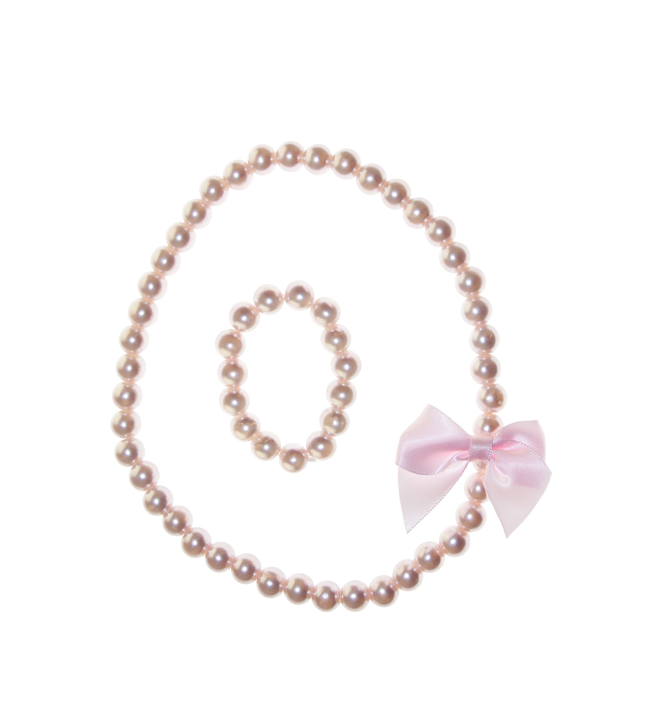 Girls Pearl Necklace and Bracelet Set