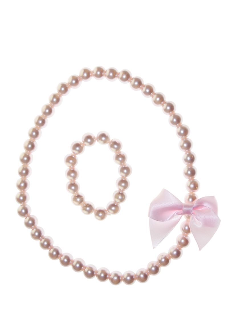 Girls Pearl Necklace and Bracelet Set